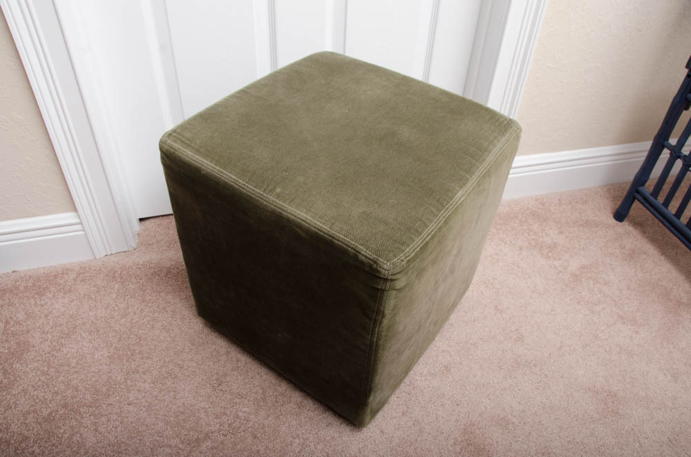 Olive Green Cube Ottoman