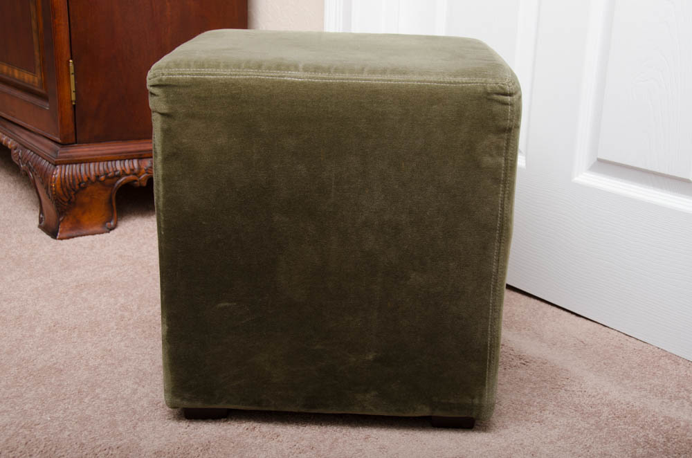 Olive Green Cube Ottoman