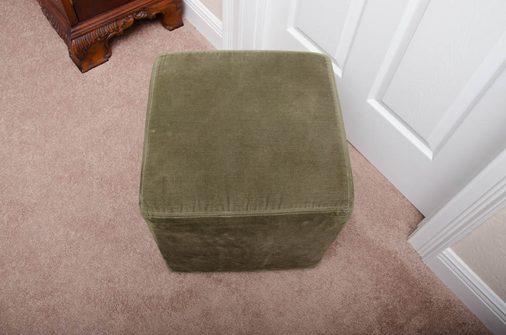 Olive Green Cube Ottoman