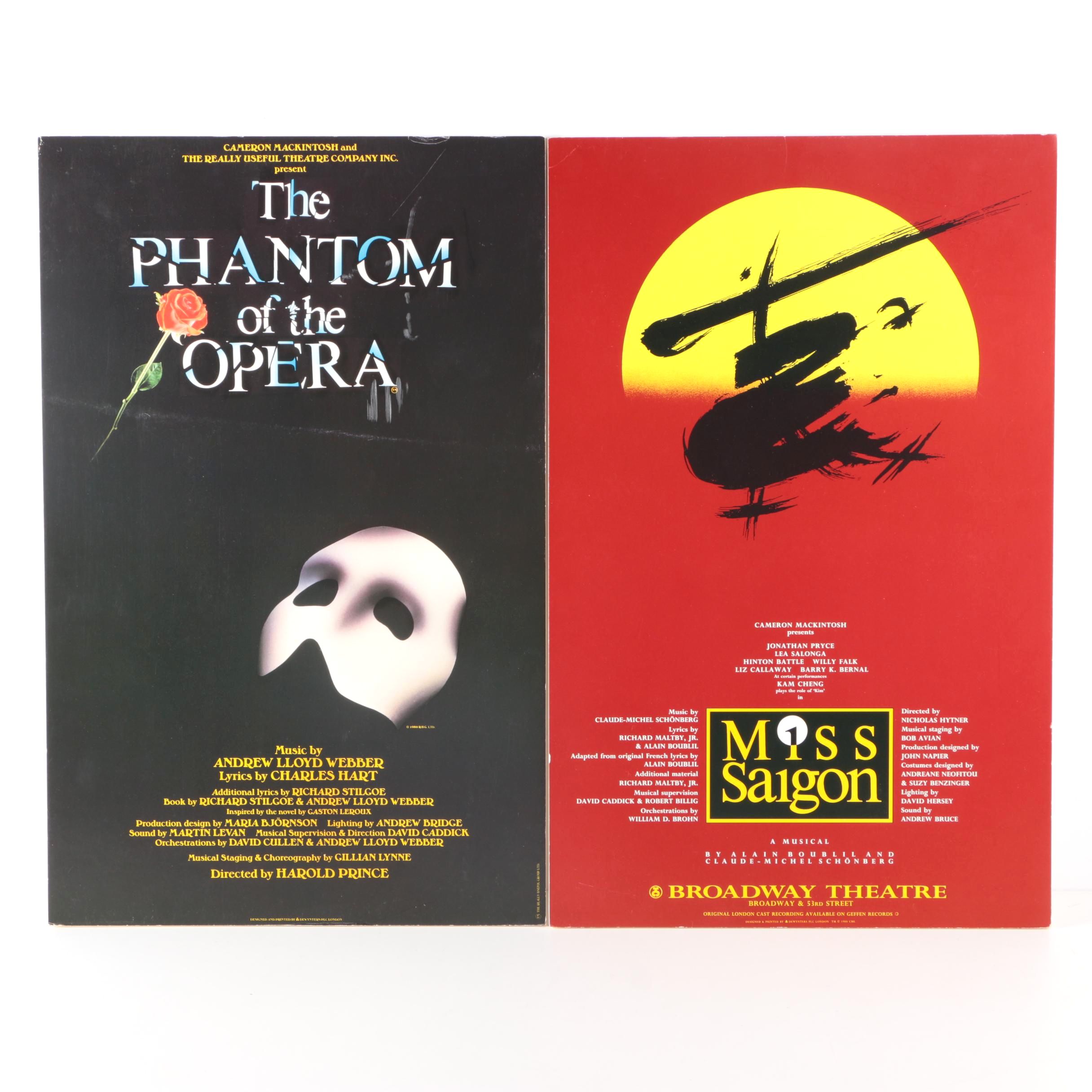 Offset Lithograph Posters "Miss Saigon" and "Phantom of the Opera"