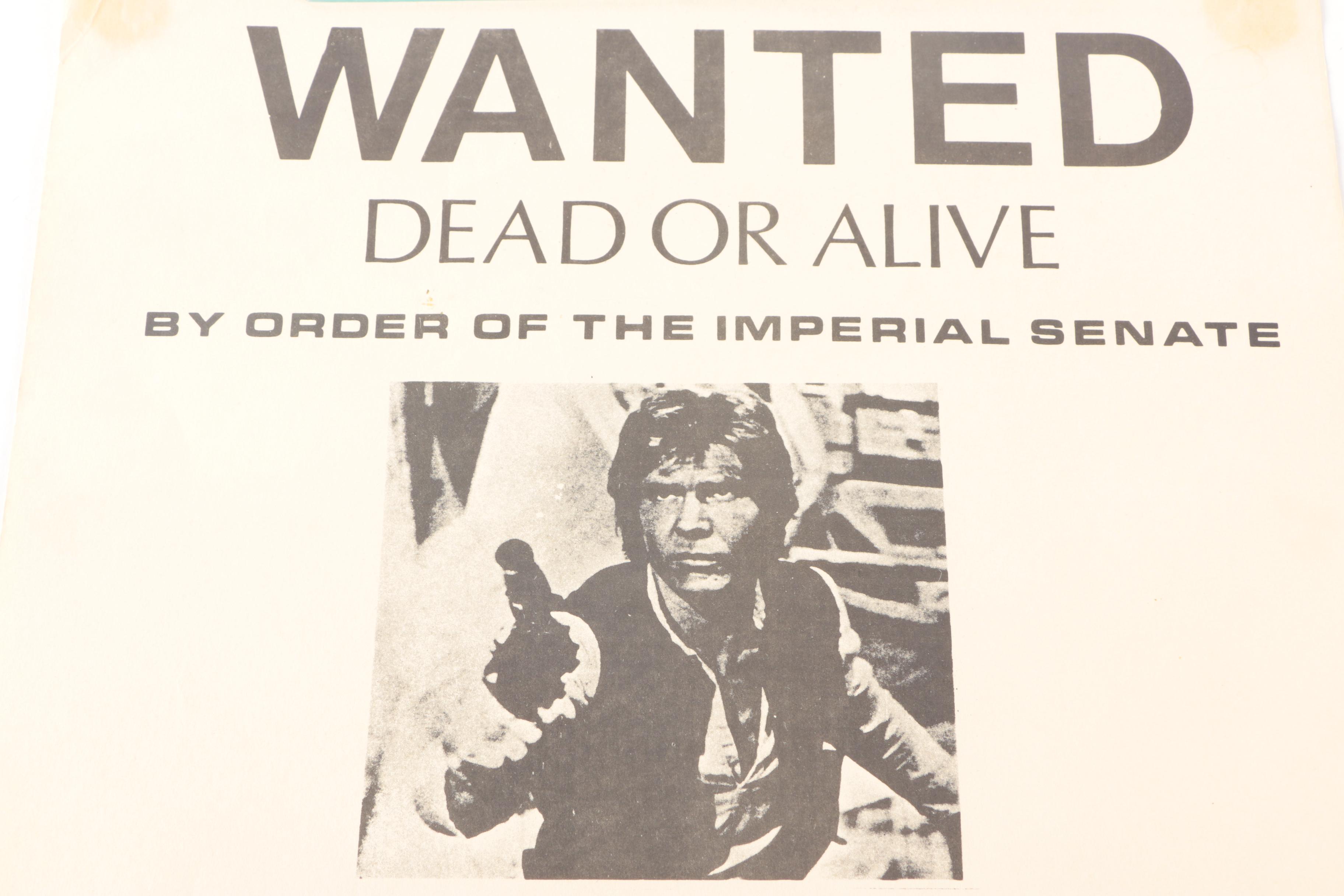 "Star Wars" Offset Lithograph on Paper Han Solo Wanted Poster