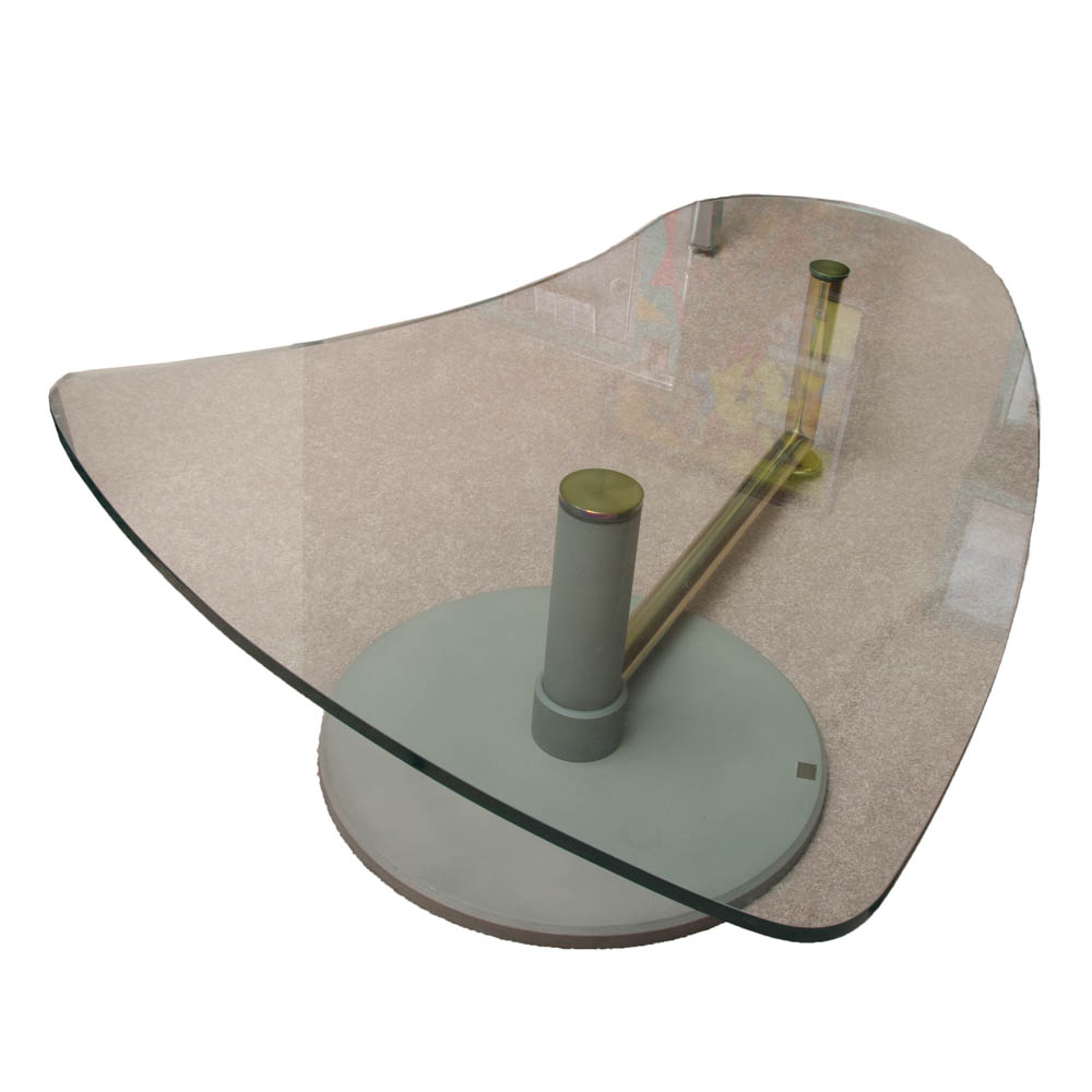 1980s Modern Rotating Glass Top Coffee Table by Rolf Benz