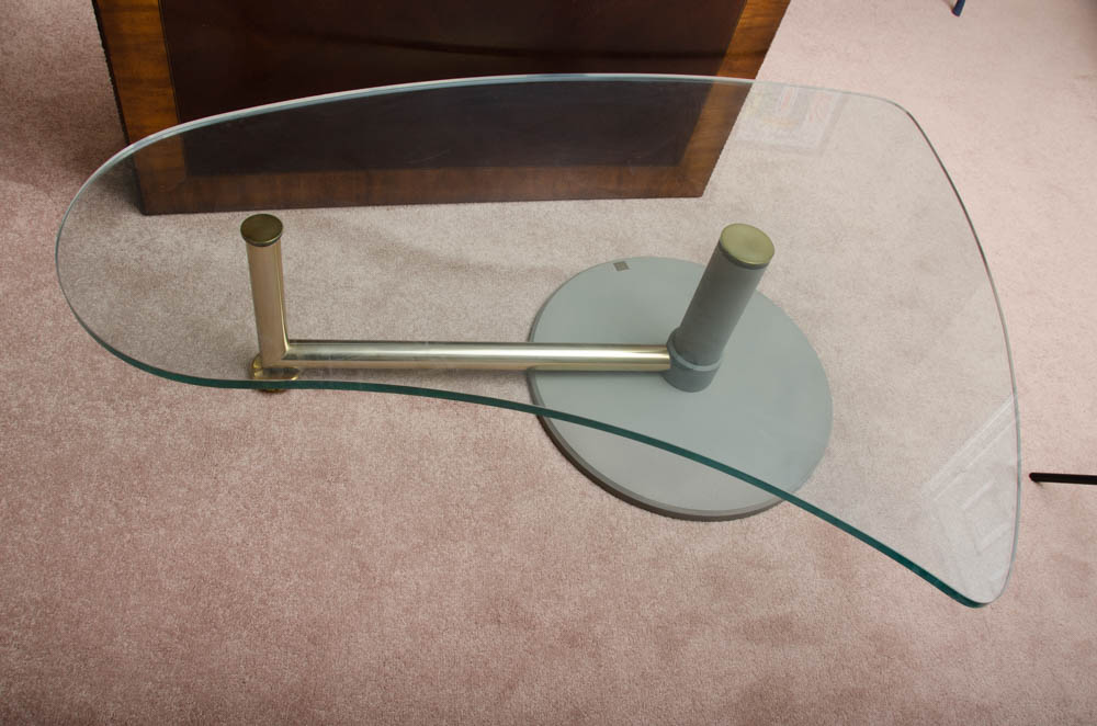 1980s Modern Rotating Glass Top Coffee Table by Rolf Benz