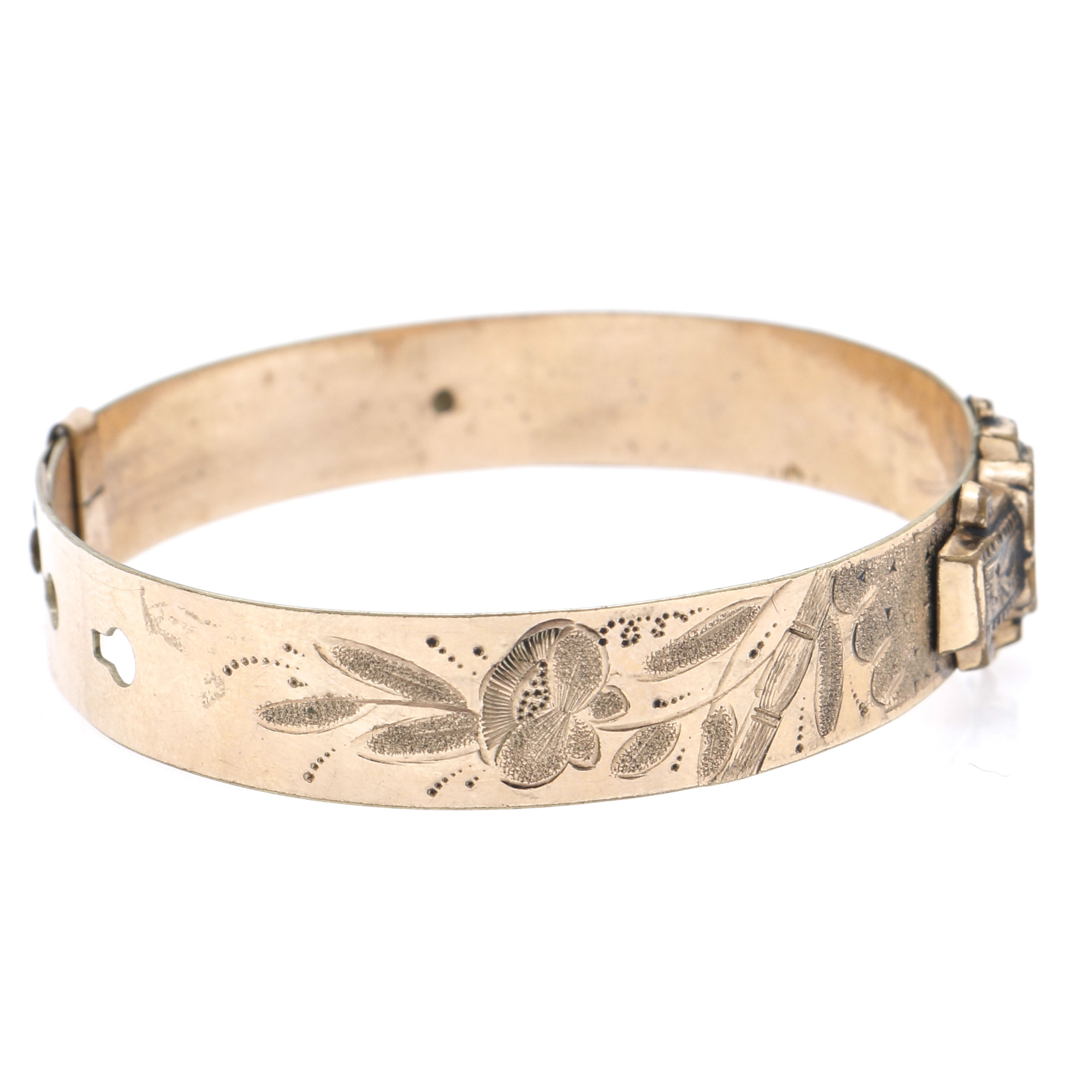 Gold FIlled Victorian Buttercup Bangle With Vintage Bates & Bacon Enameled Bangle