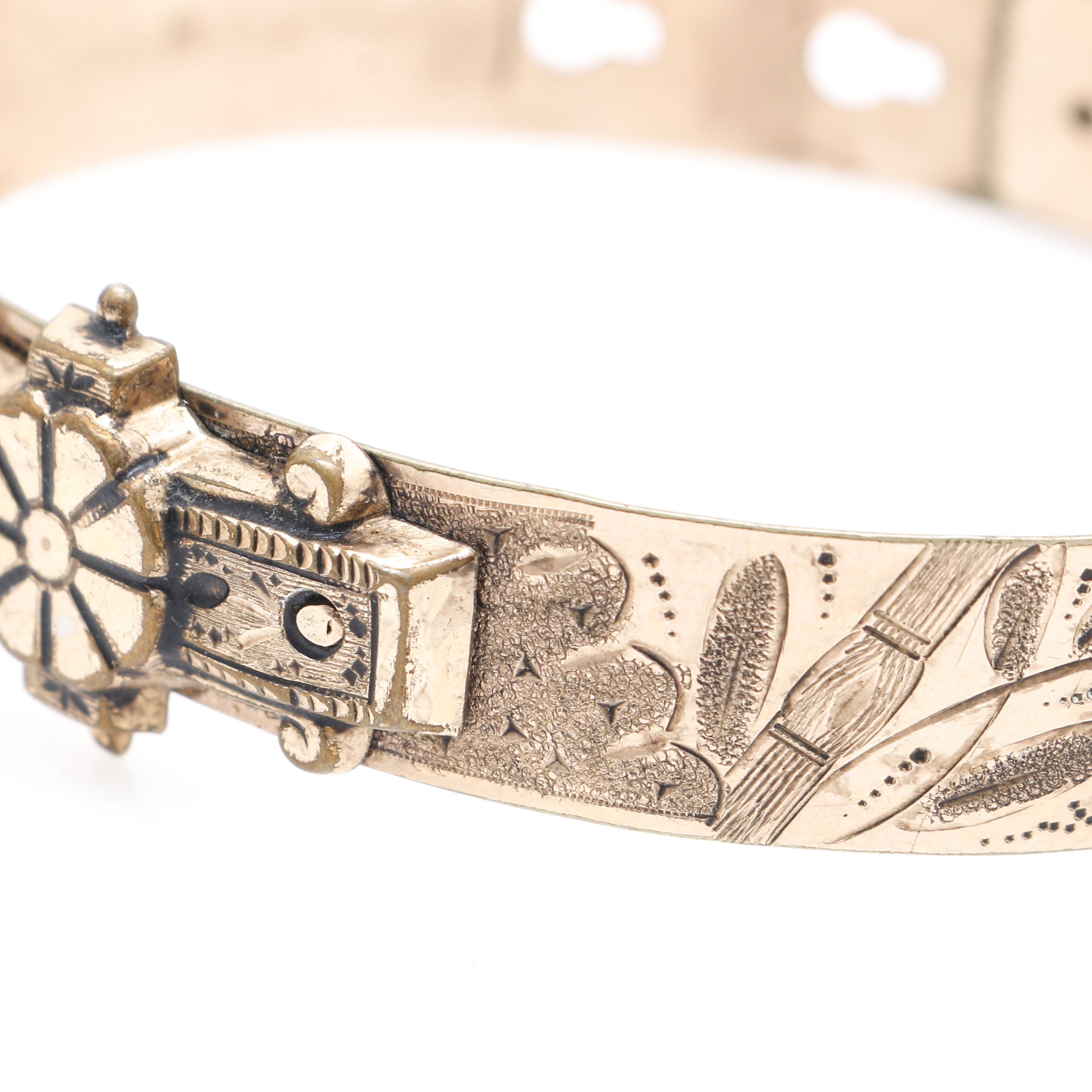 Gold FIlled Victorian Buttercup Bangle With Vintage Bates & Bacon Enameled Bangle