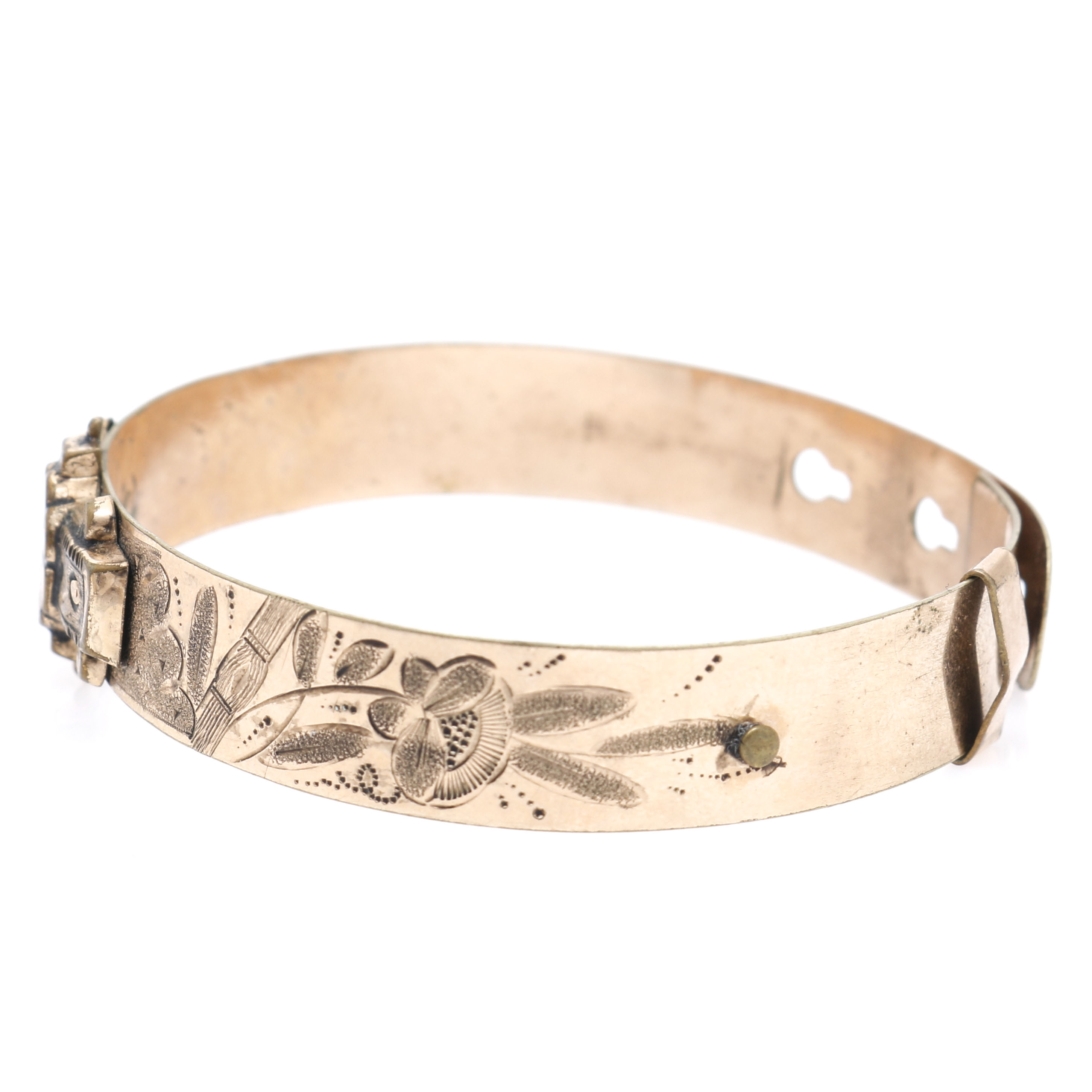 Gold FIlled Victorian Buttercup Bangle With Vintage Bates & Bacon Enameled Bangle