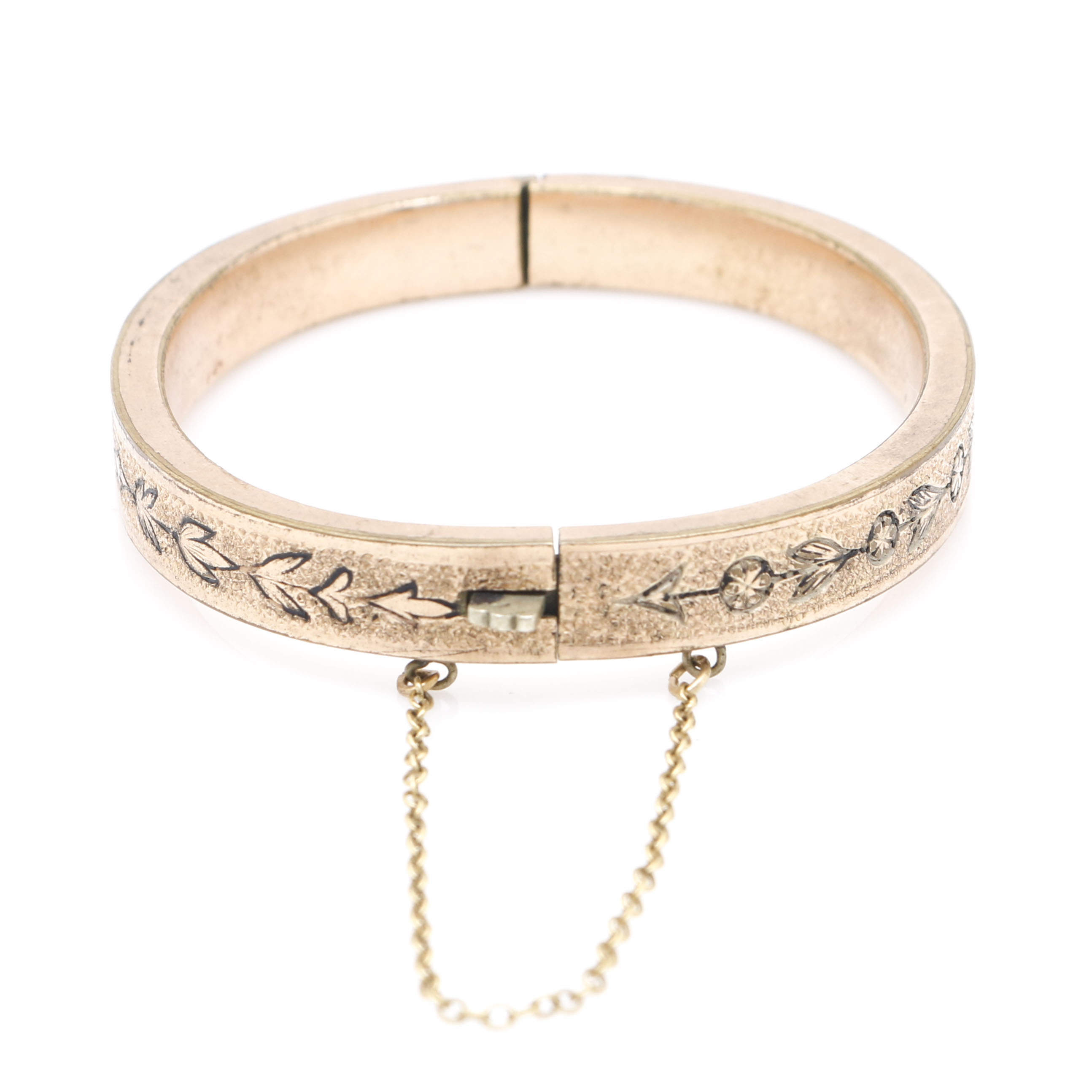 Gold FIlled Victorian Buttercup Bangle With Vintage Bates & Bacon Enameled Bangle