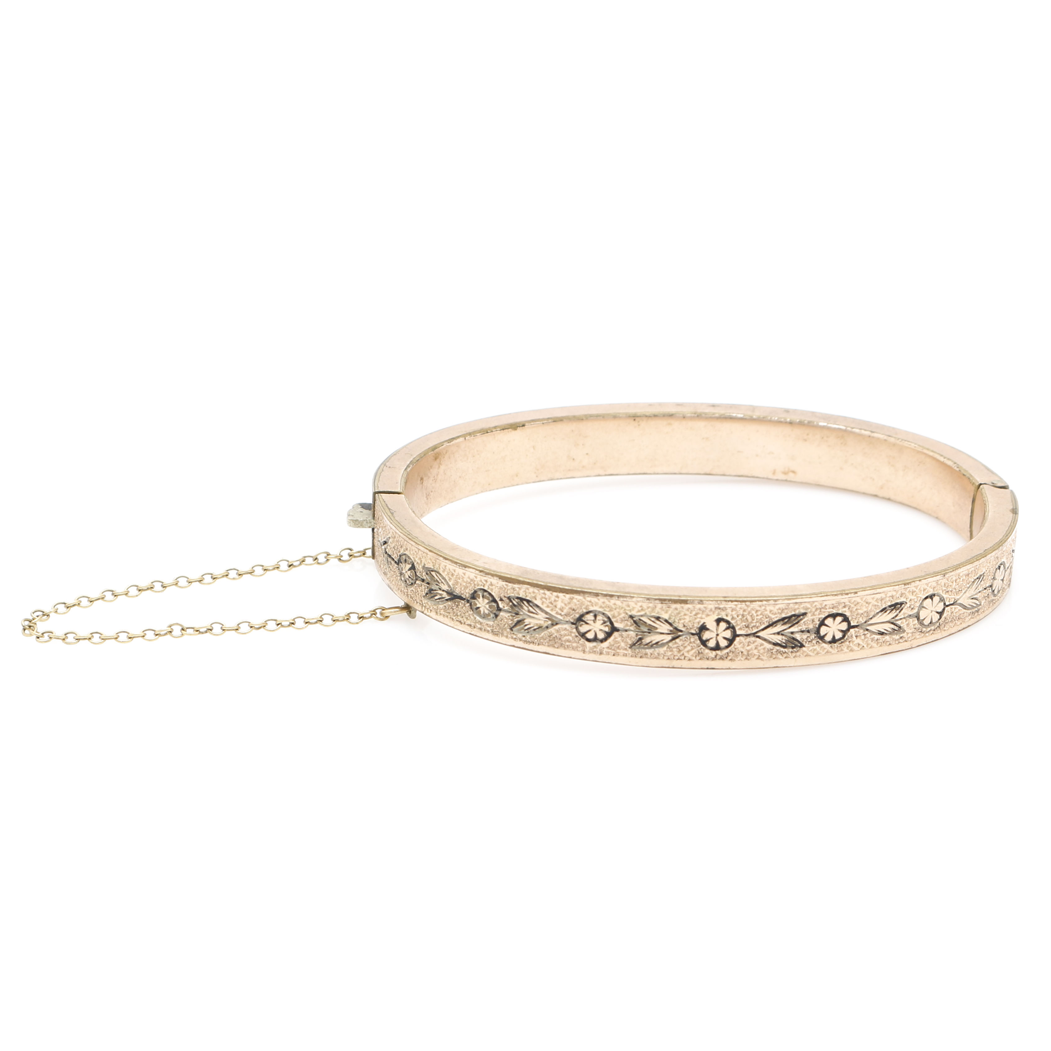 Gold FIlled Victorian Buttercup Bangle With Vintage Bates & Bacon Enameled Bangle