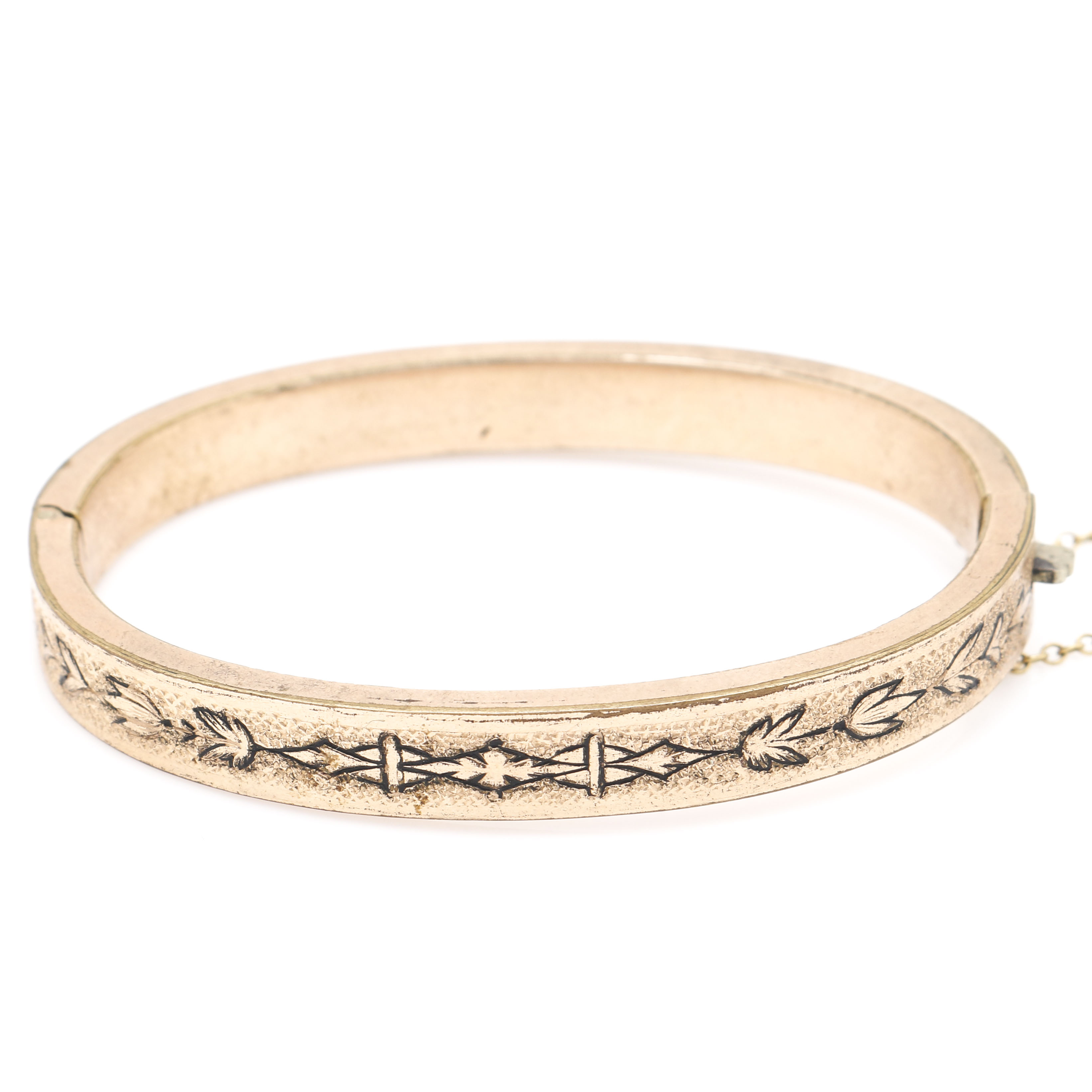 Gold FIlled Victorian Buttercup Bangle With Vintage Bates & Bacon Enameled Bangle