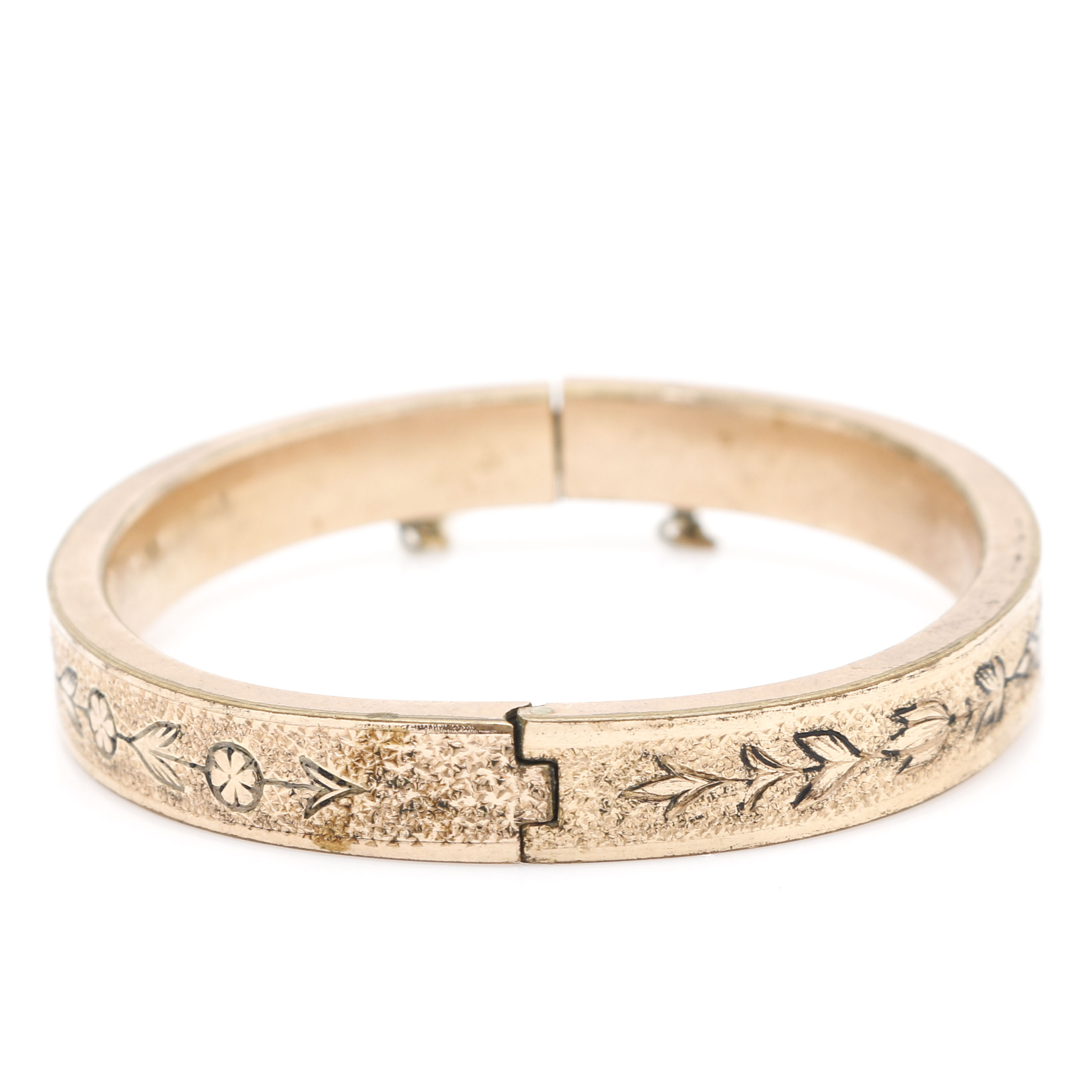 Gold FIlled Victorian Buttercup Bangle With Vintage Bates & Bacon Enameled Bangle