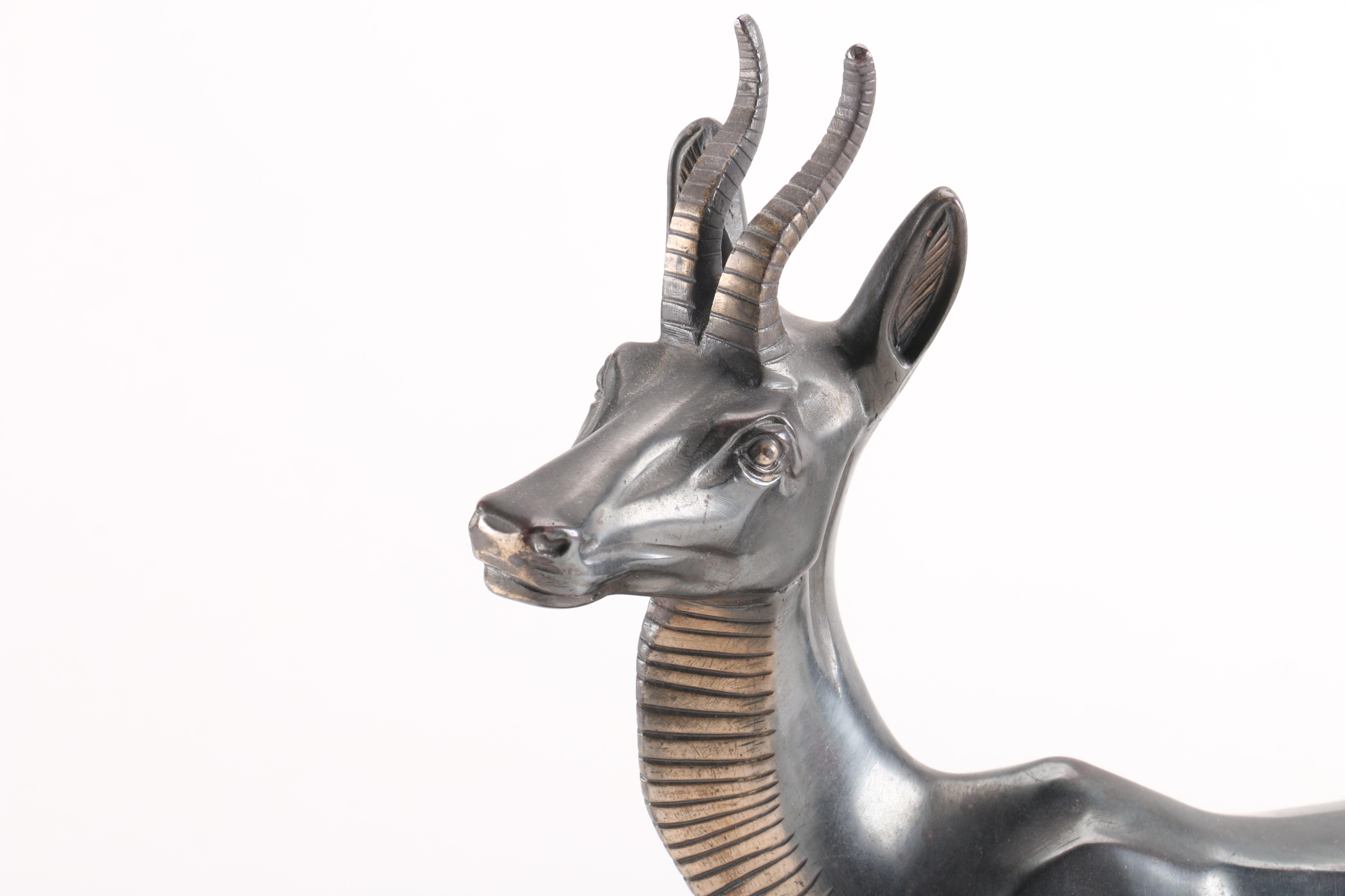 Irene Rochard Cast Metal Sculpture of Two Gazelle