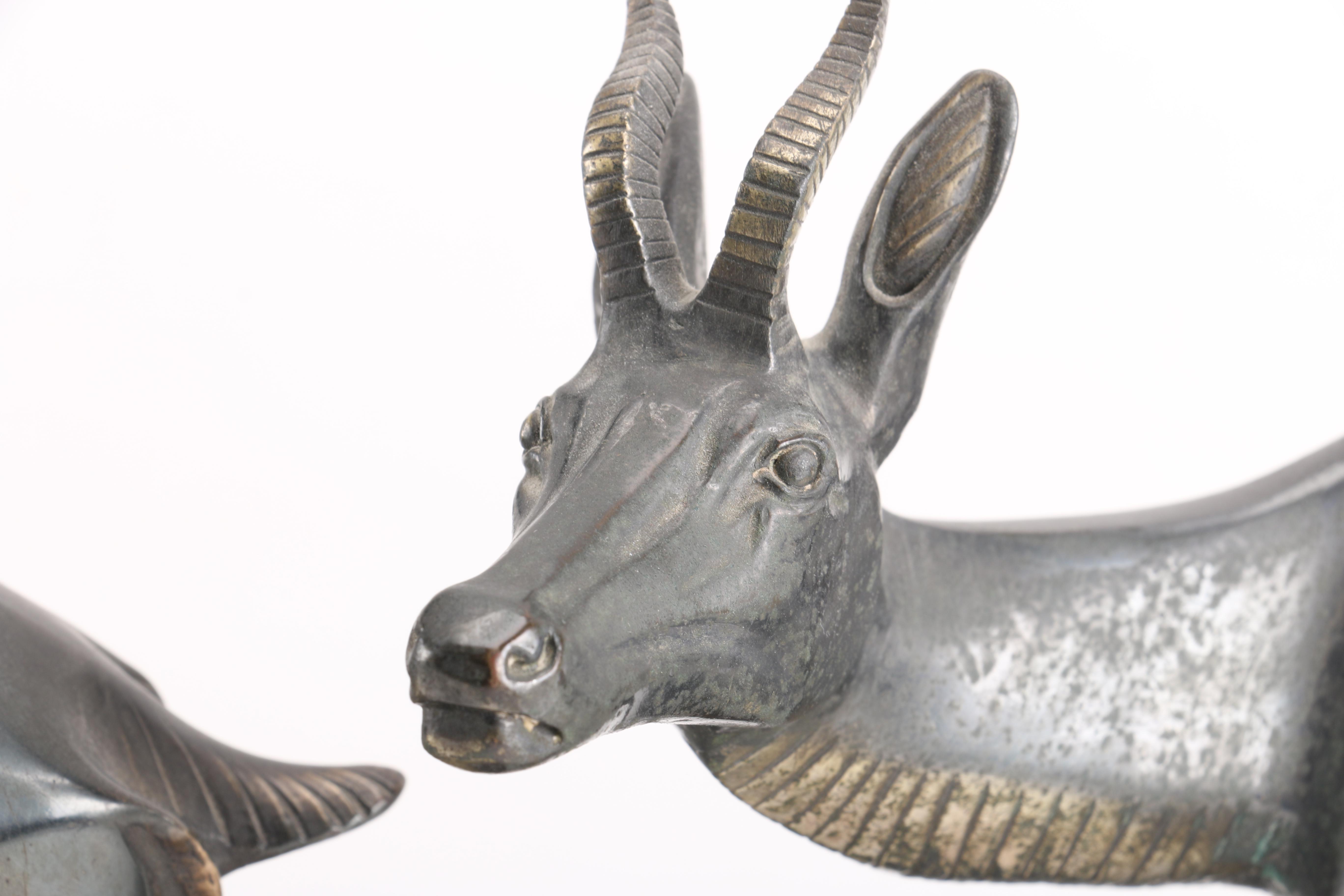 Irene Rochard Cast Metal Sculpture of Two Gazelle