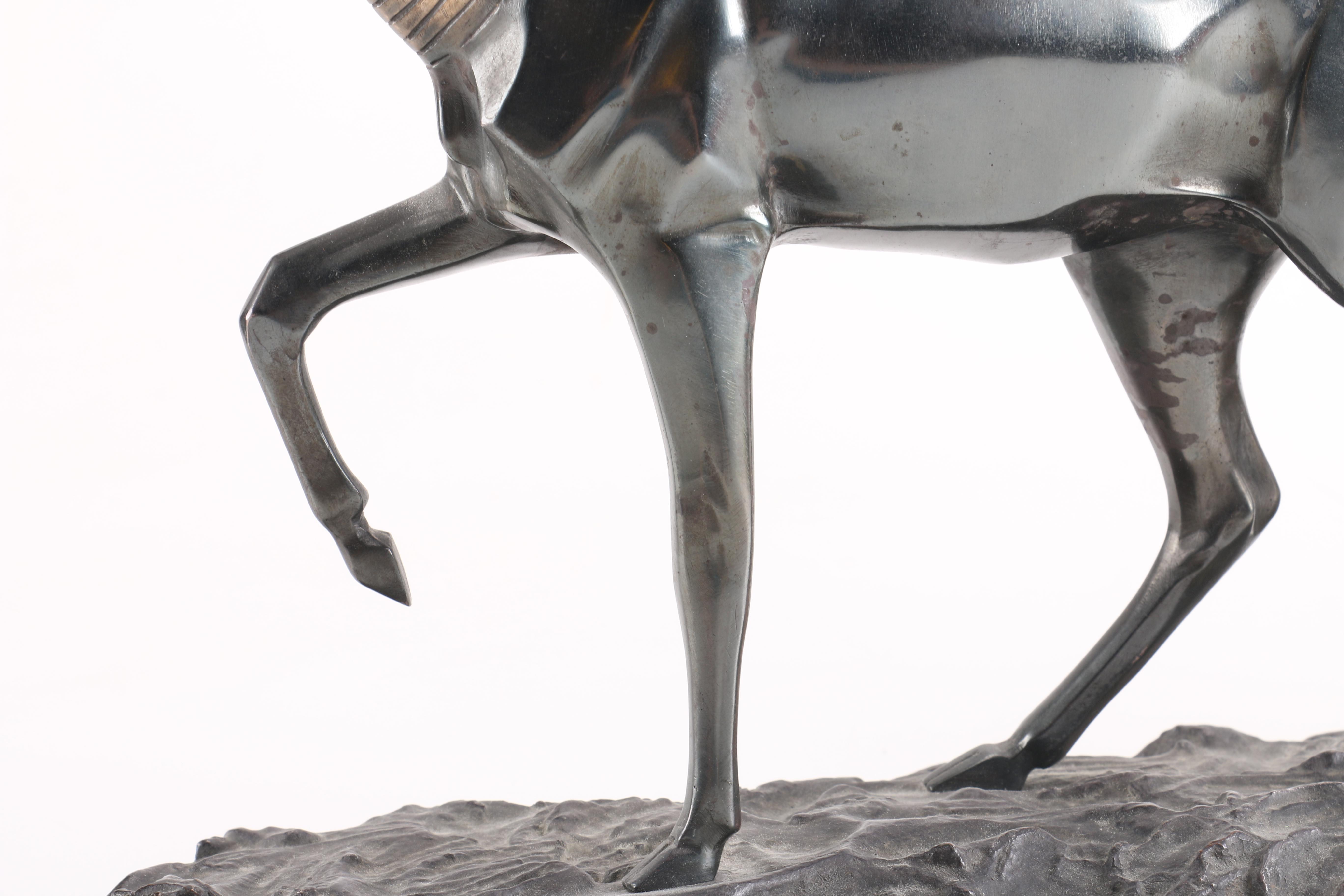 Irene Rochard Cast Metal Sculpture of Two Gazelle