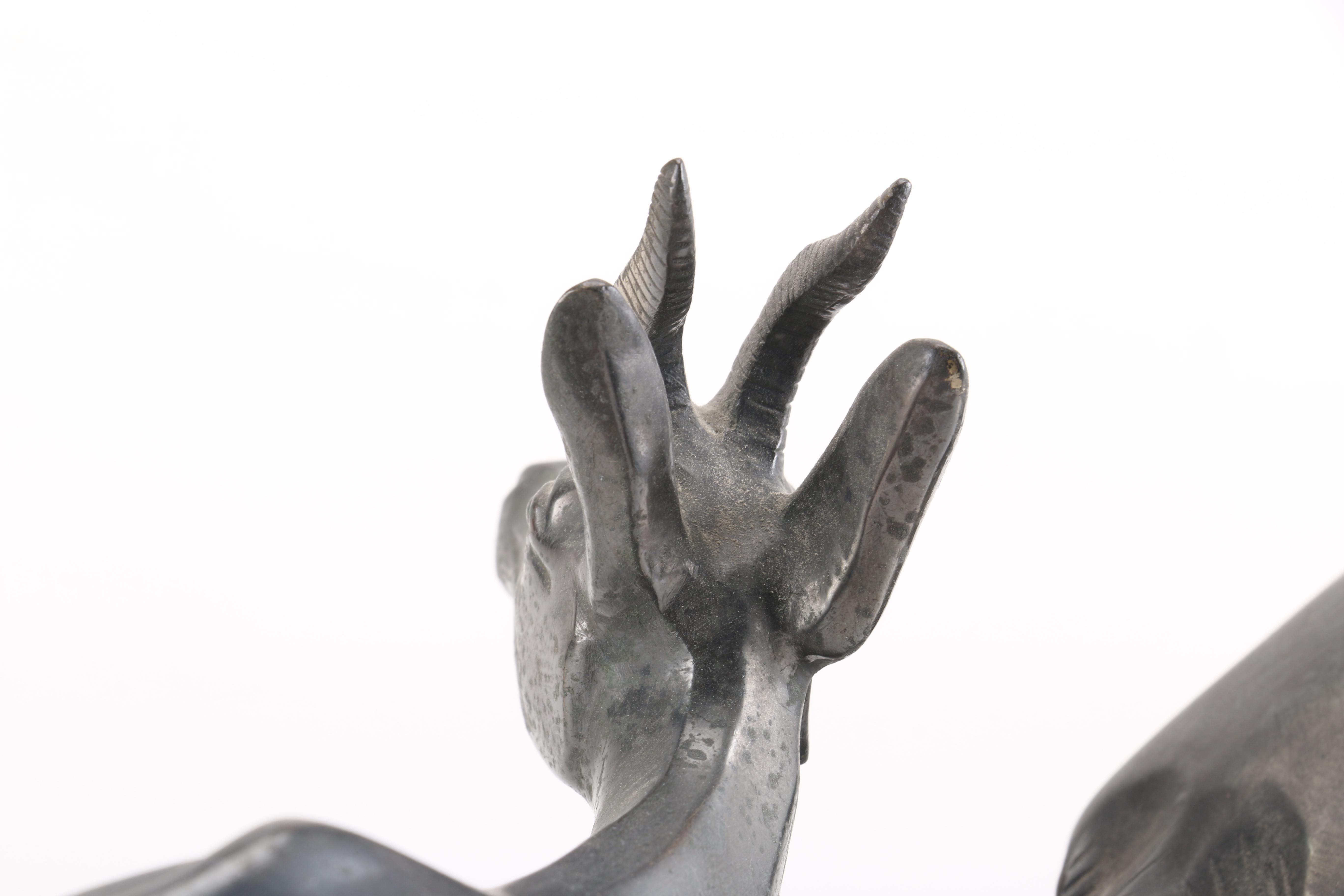 Irene Rochard Cast Metal Sculpture of Two Gazelle