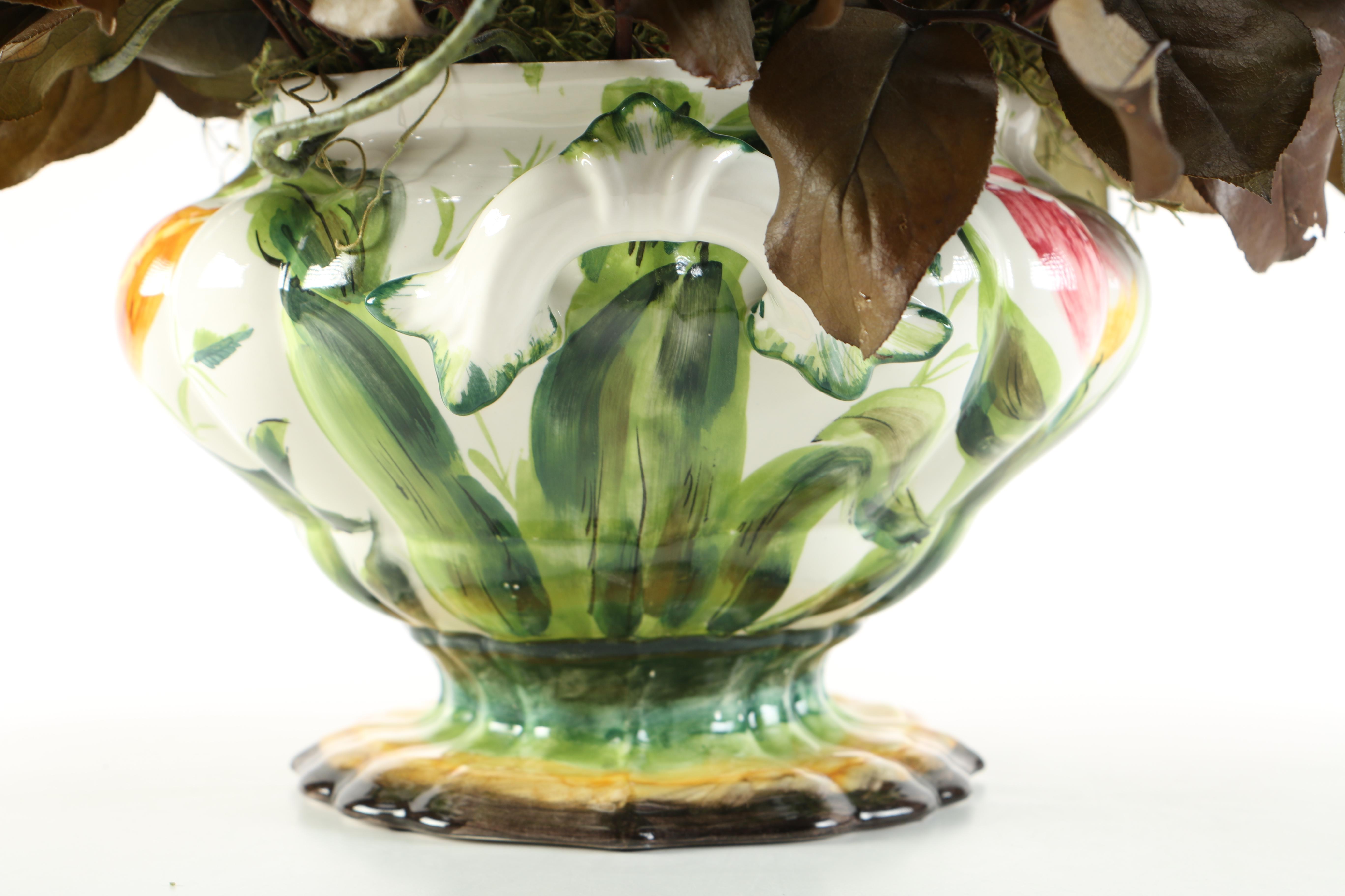 Faux Floral Arrangement in Ceramic Vase