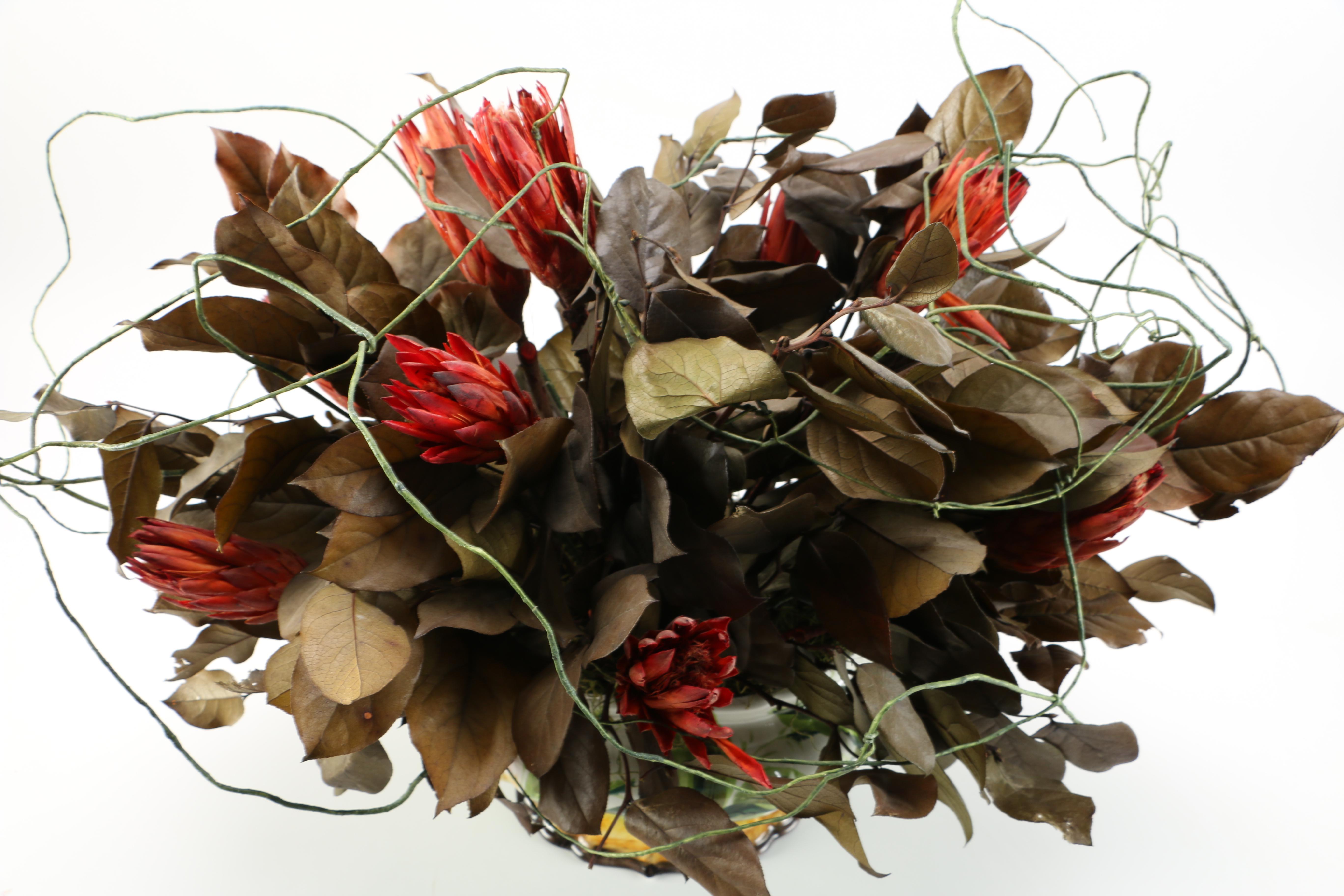 Faux Floral Arrangement in Ceramic Vase