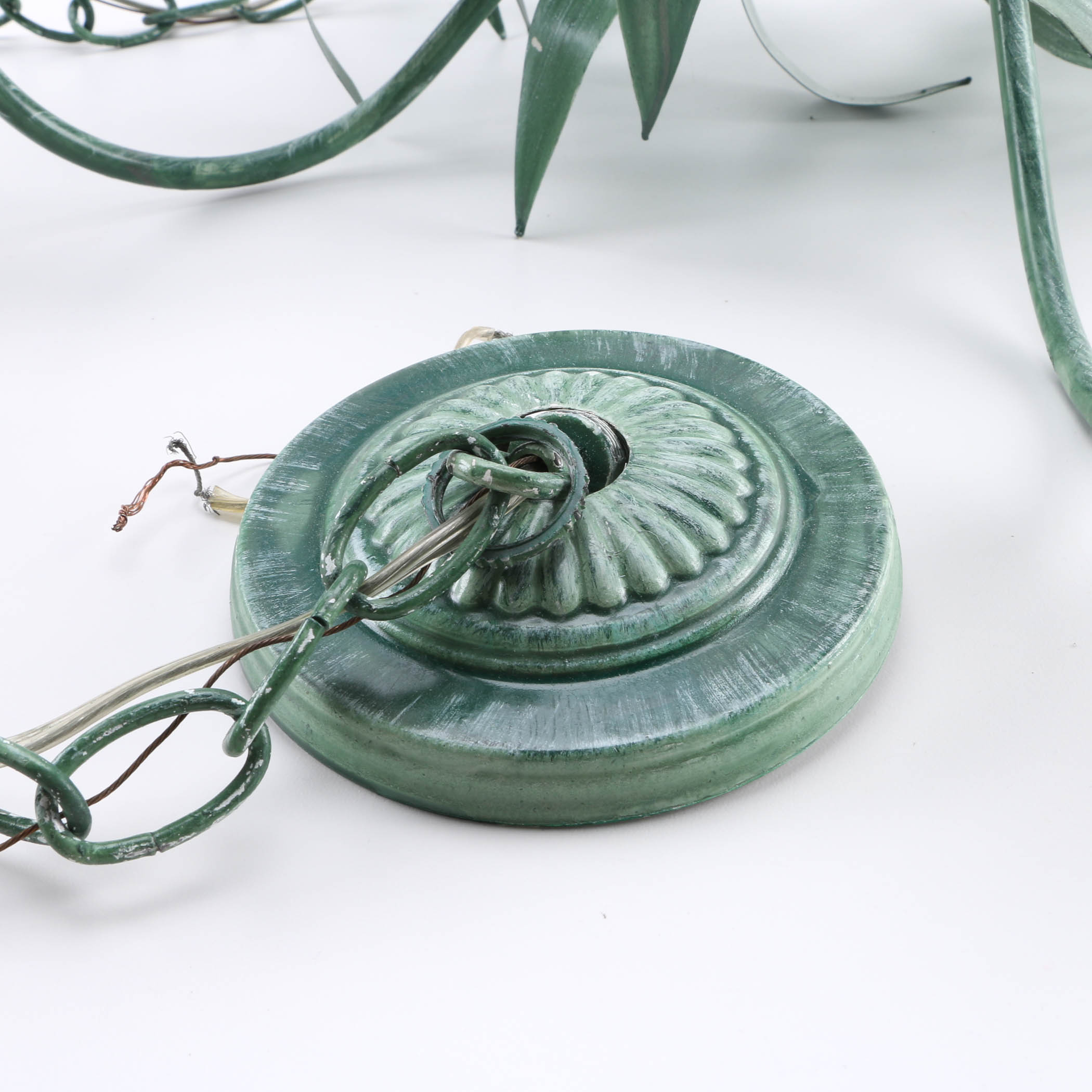 Green and White Floral Chandelier