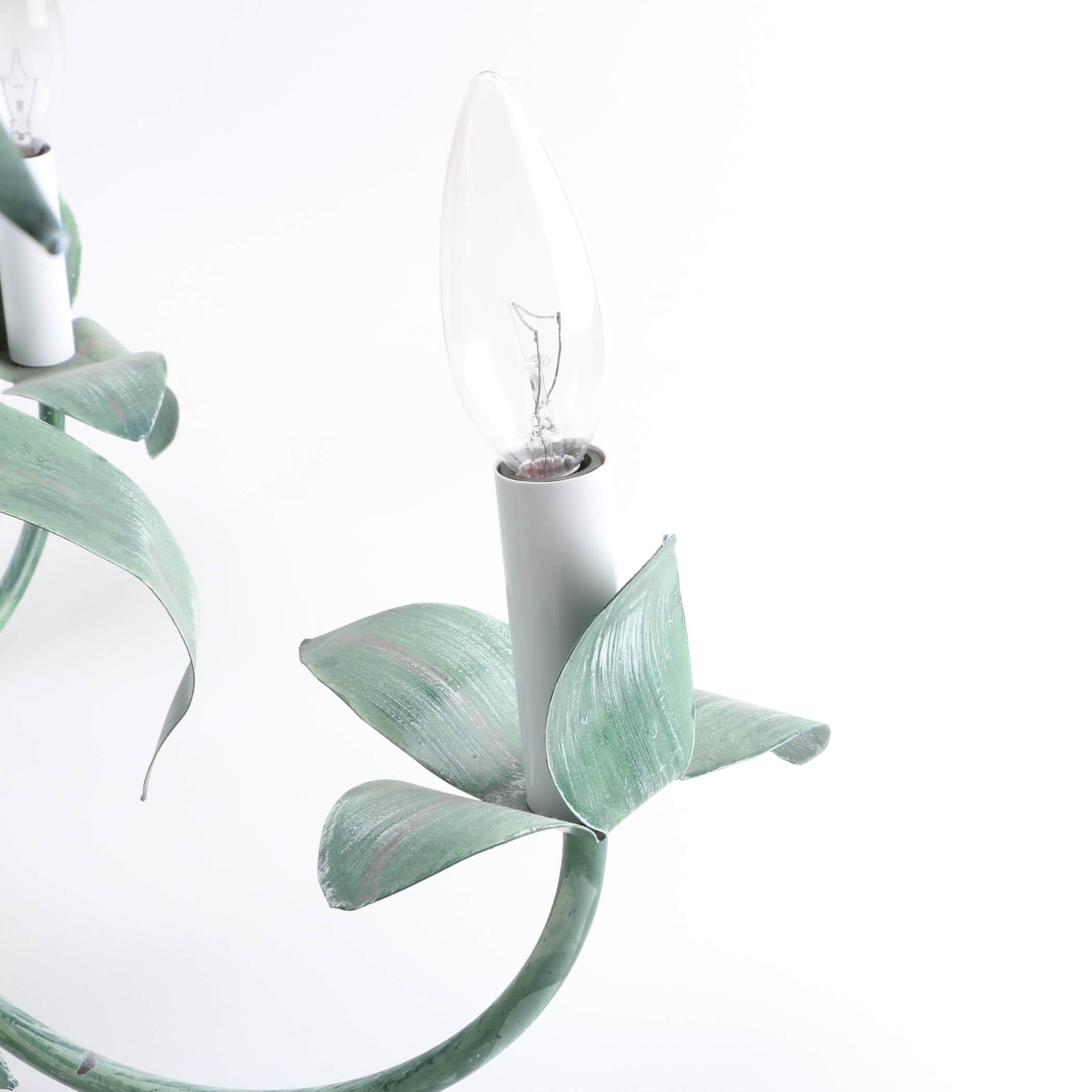 Green and White Floral Chandelier
