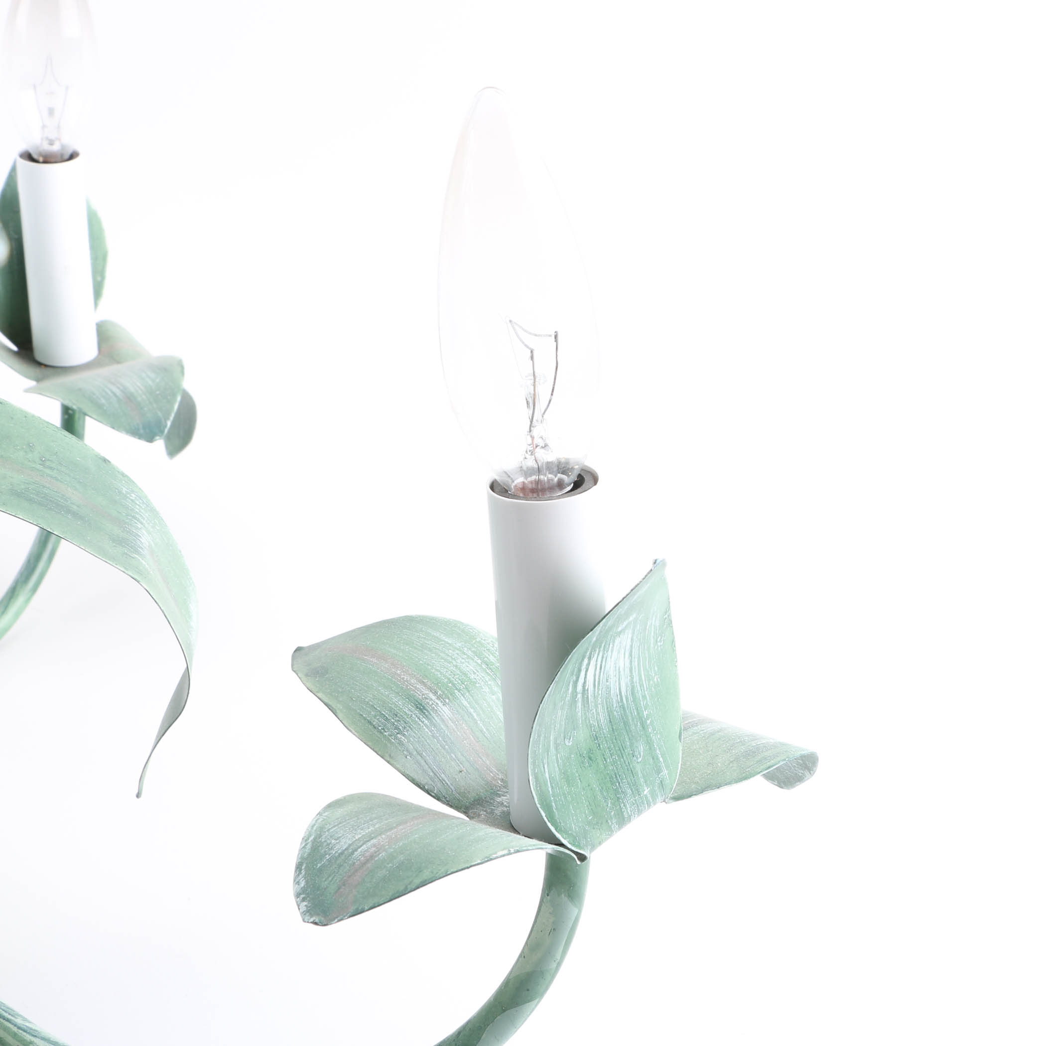 Green and White Floral Chandelier