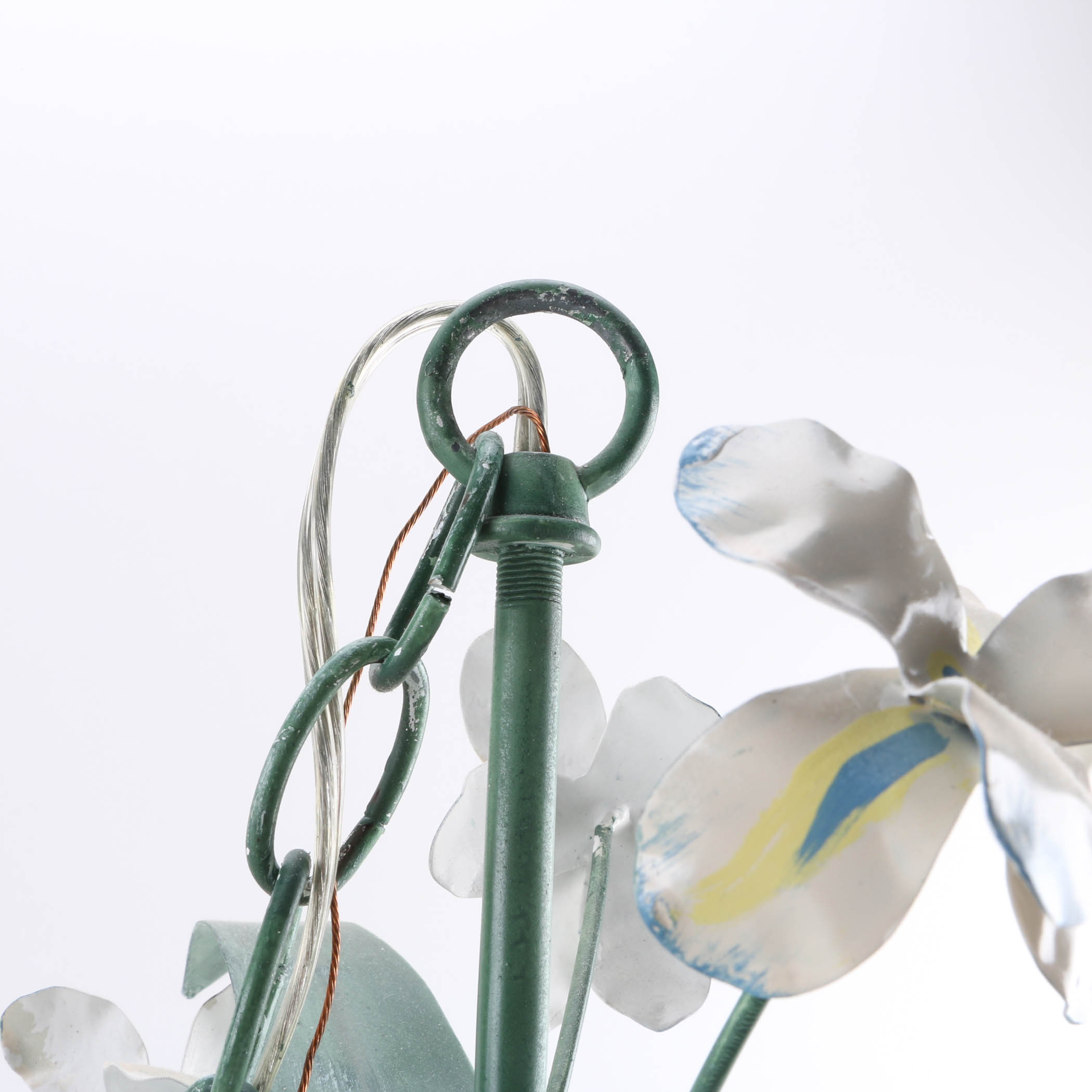 Green and White Floral Chandelier