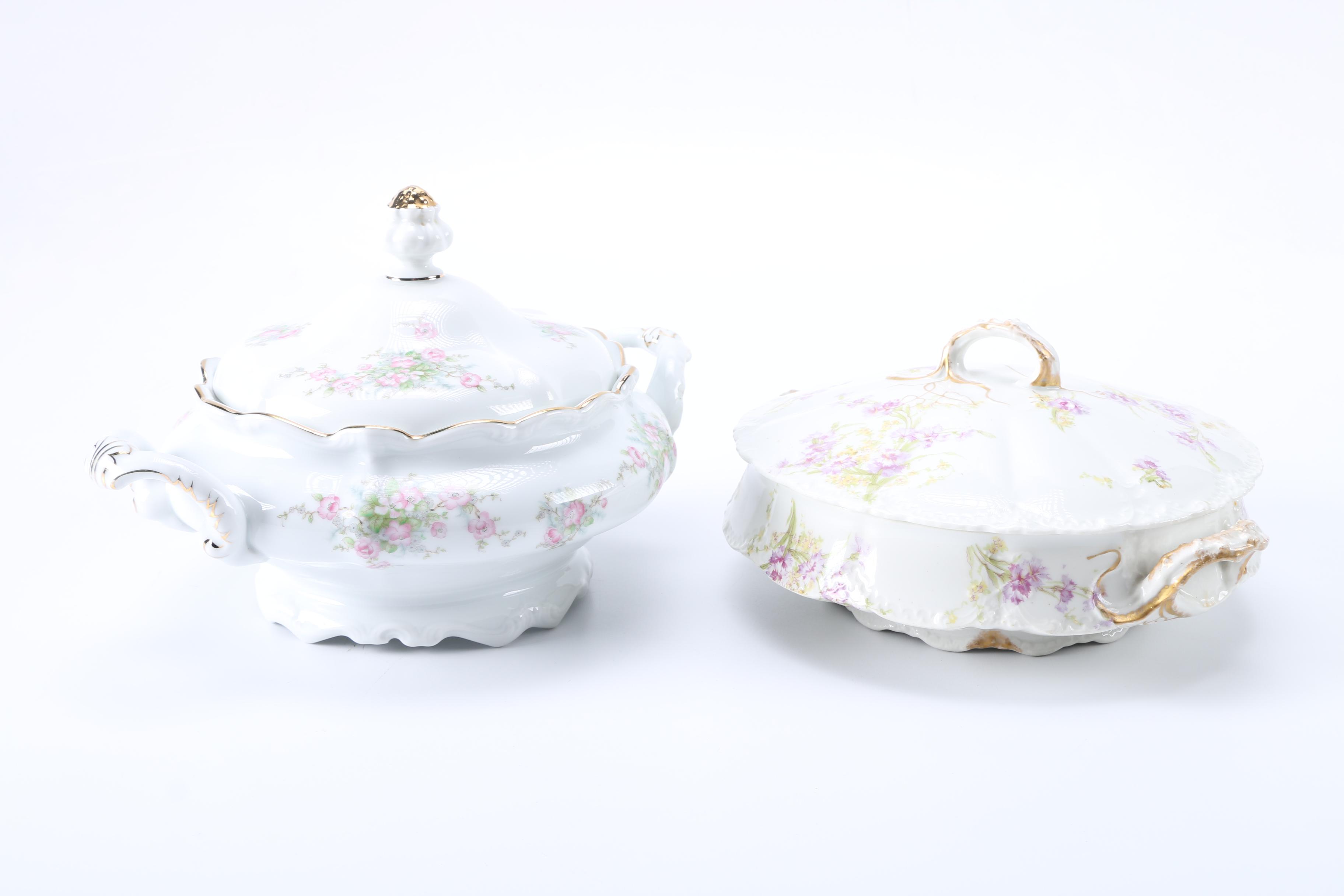 Theodore Haviland Limoges, Johann Haviland Bavaria Porcelain Covered Dishes