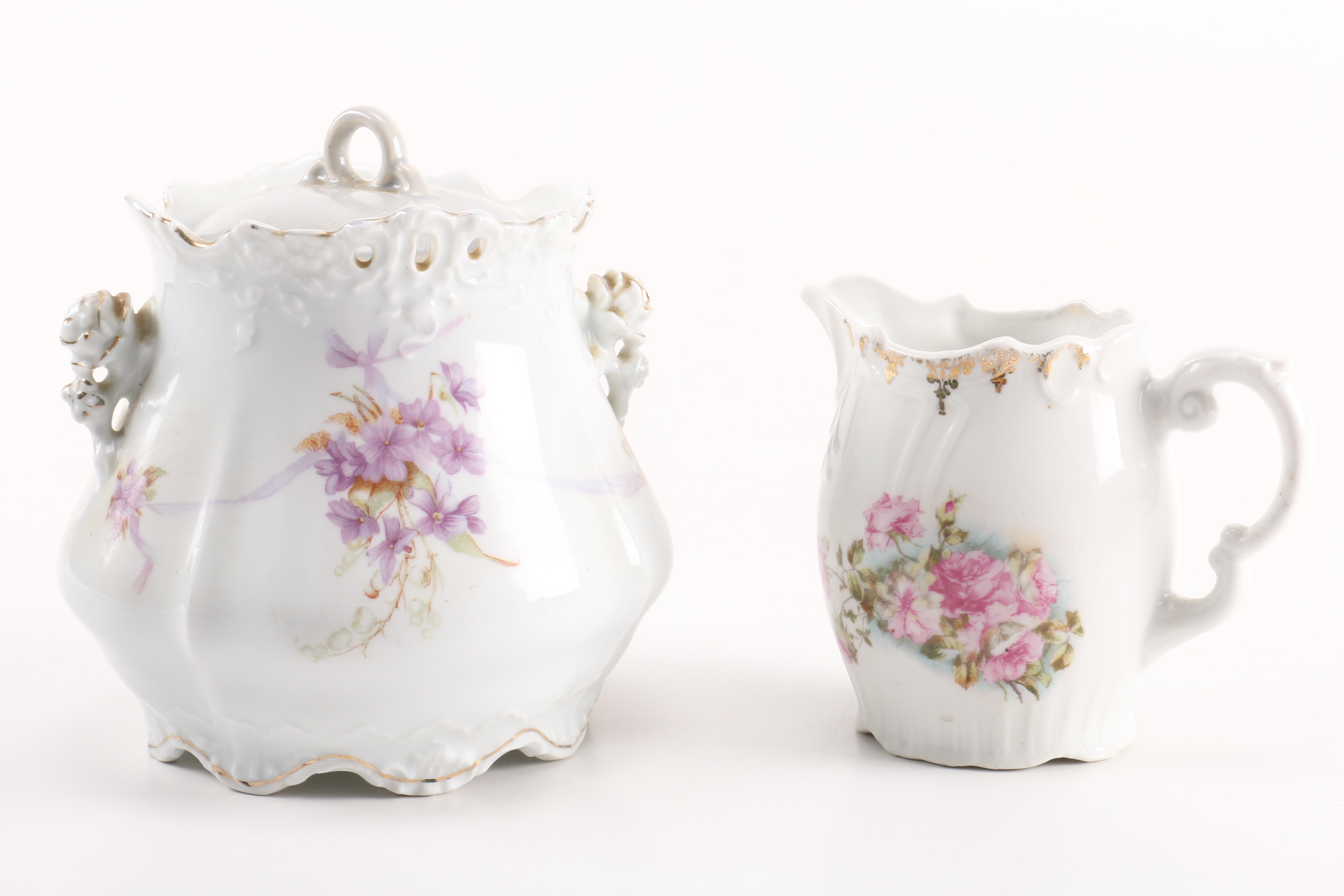 Vintage Ceramic Serviceware With Floral Motifs