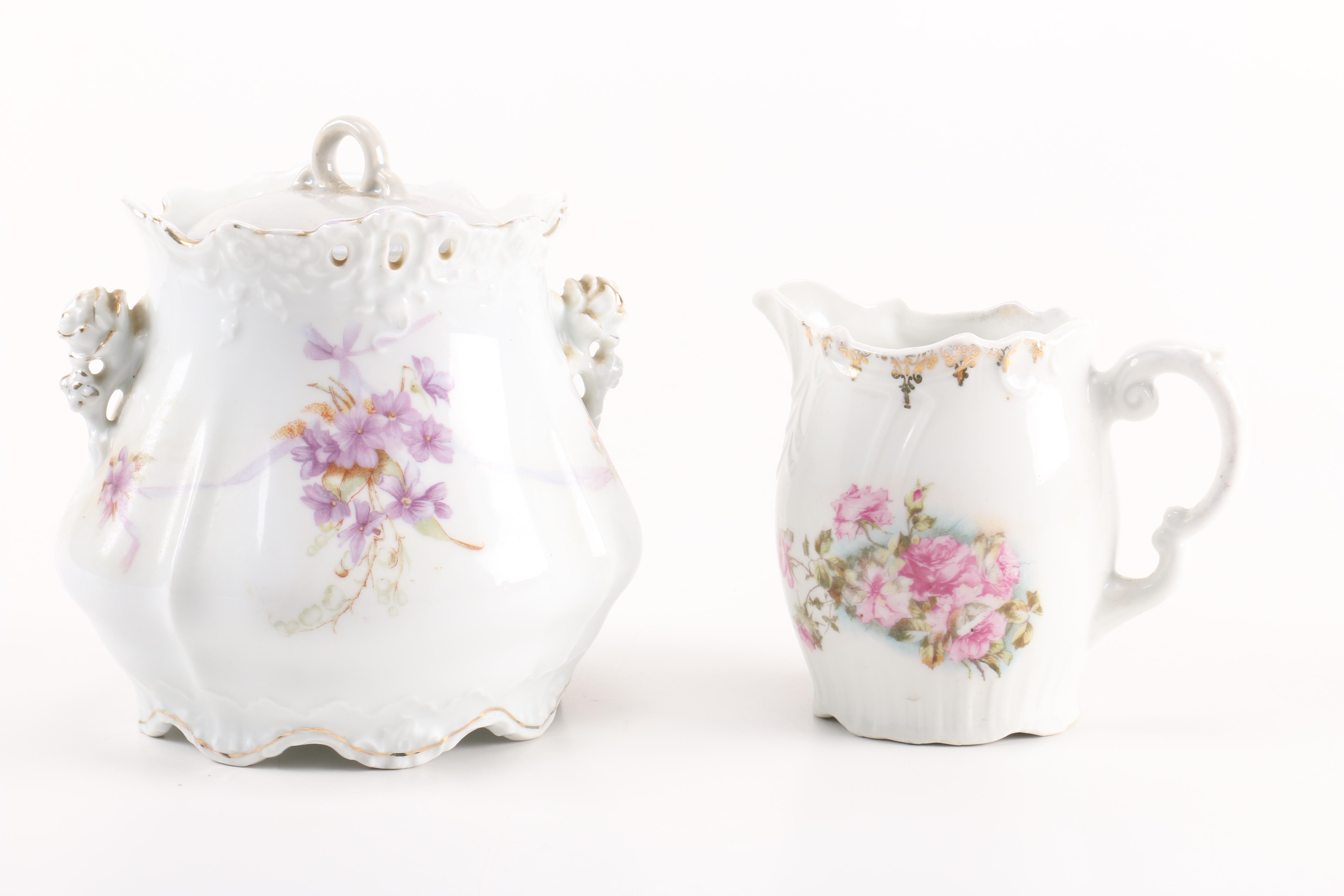 Vintage Ceramic Serviceware With Floral Motifs