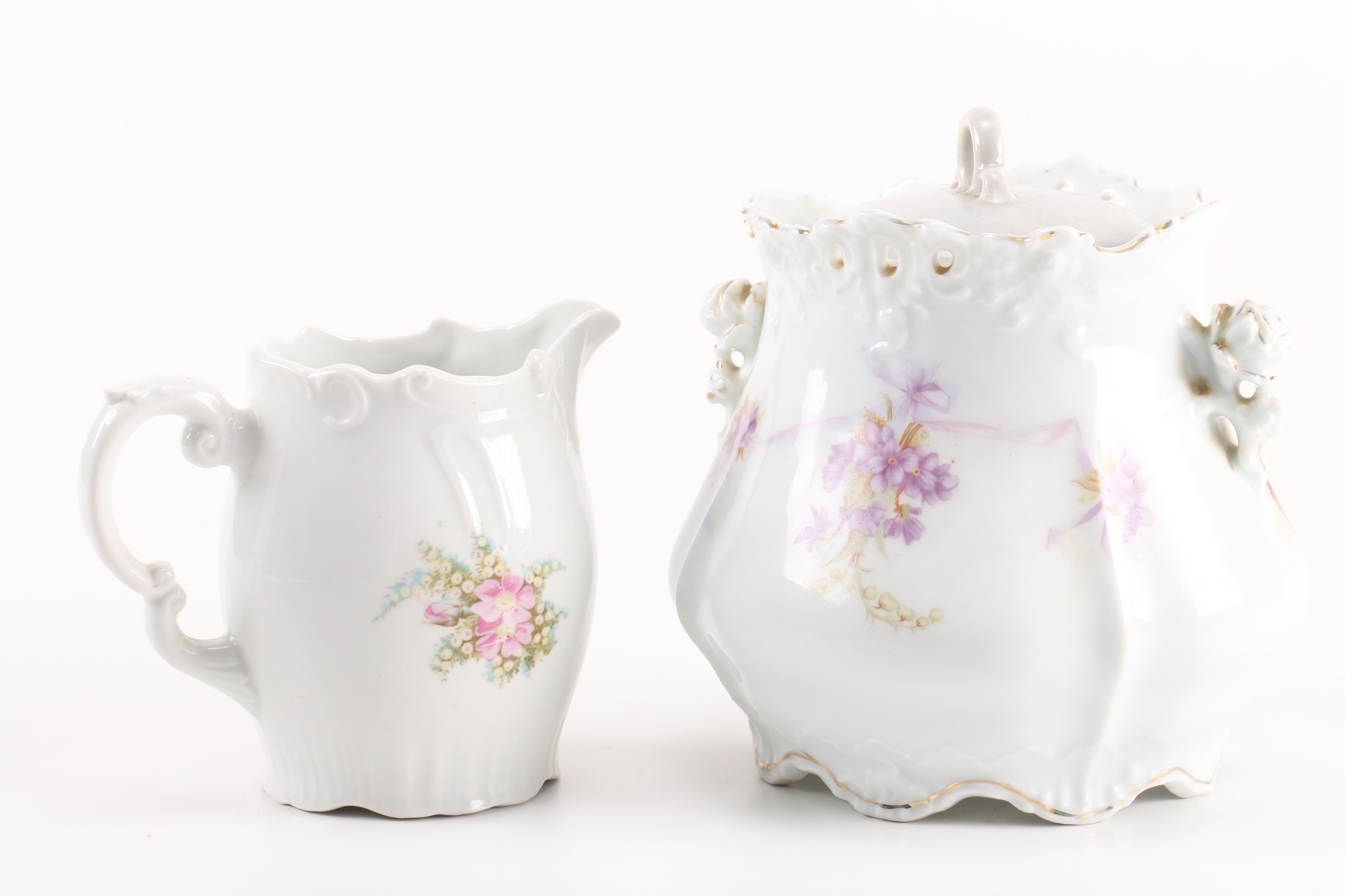 Vintage Ceramic Serviceware With Floral Motifs