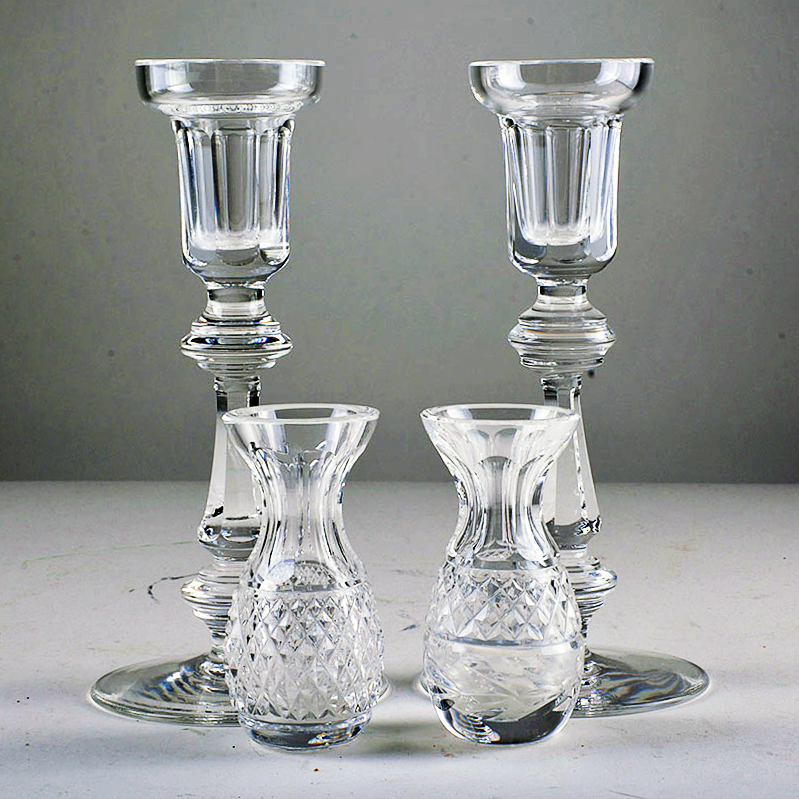 Waterford Crystal Candlesticks and Crystal Bud Vases
