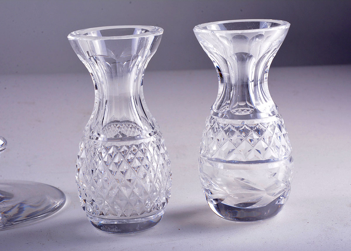 Waterford Crystal Candlesticks and Crystal Bud Vases