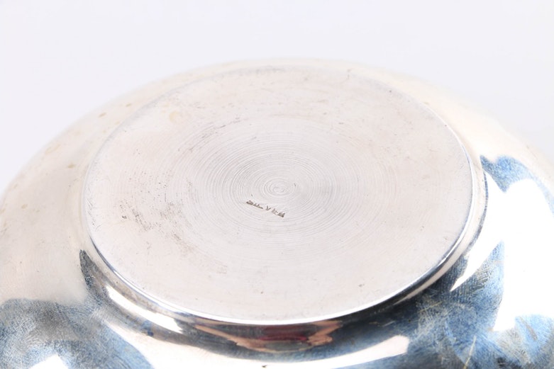 Silver Tone Floral Embossed Bowl