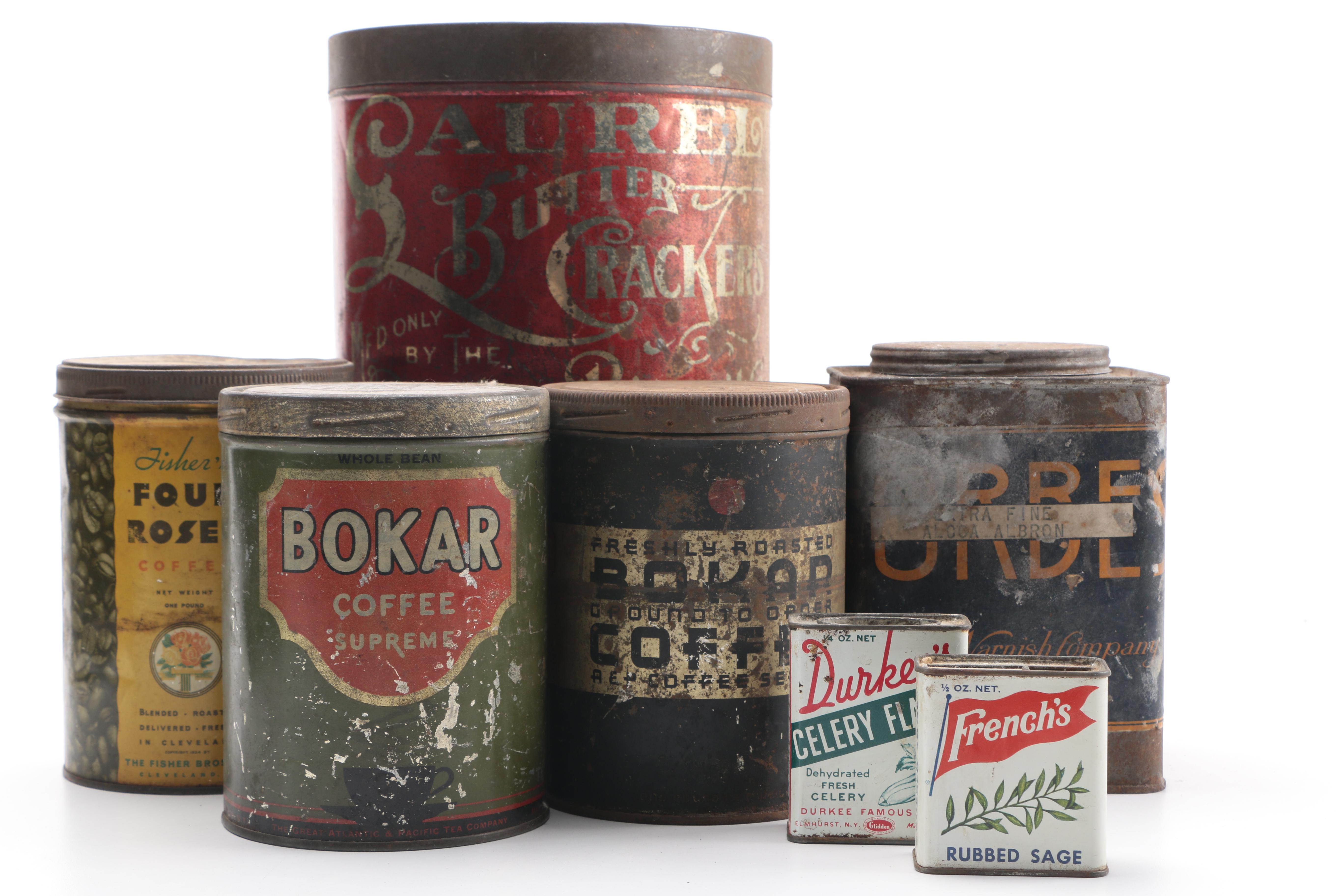 Vintage Cans and Containers for Spices and Dry Goods