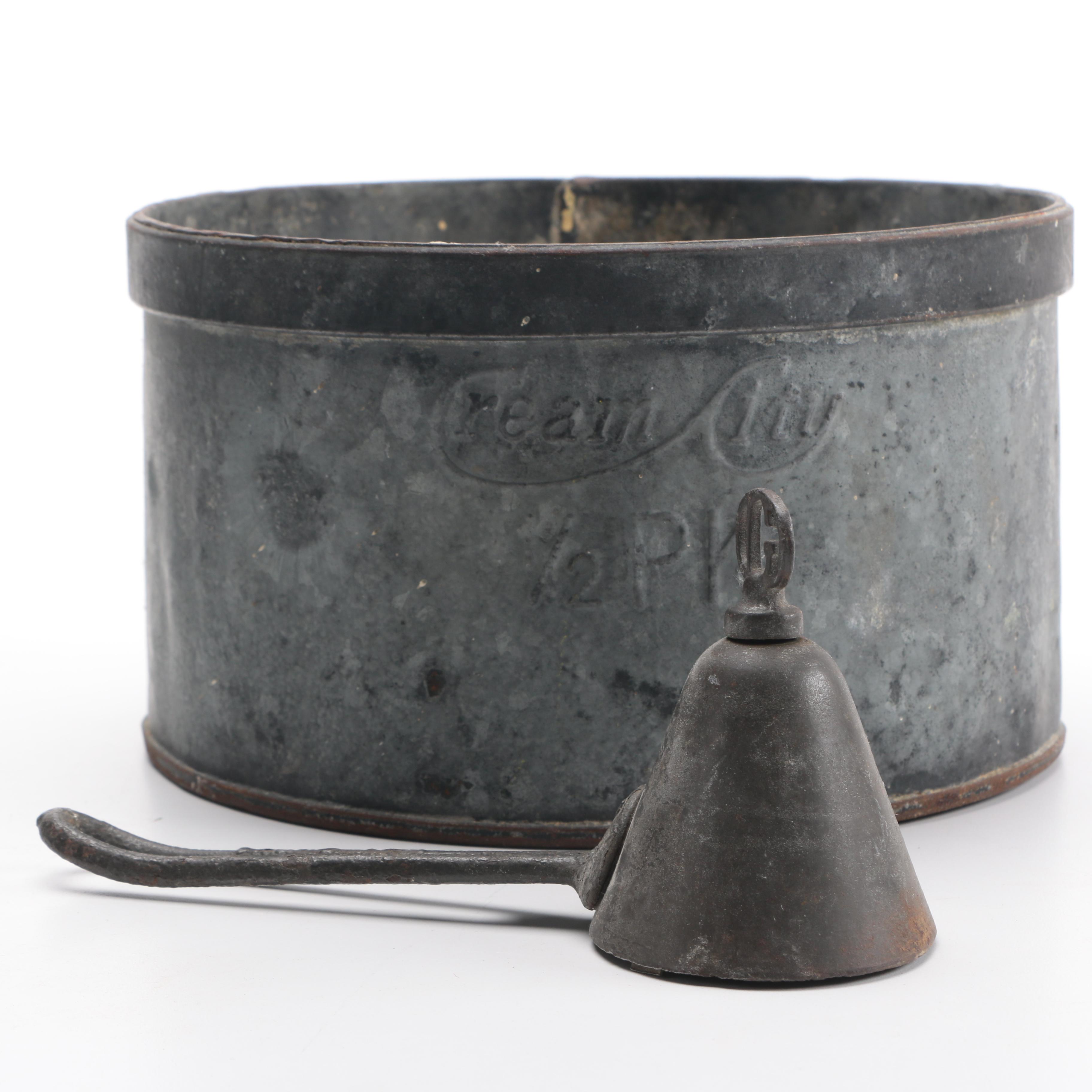 Metal Cream City Container with Scoop