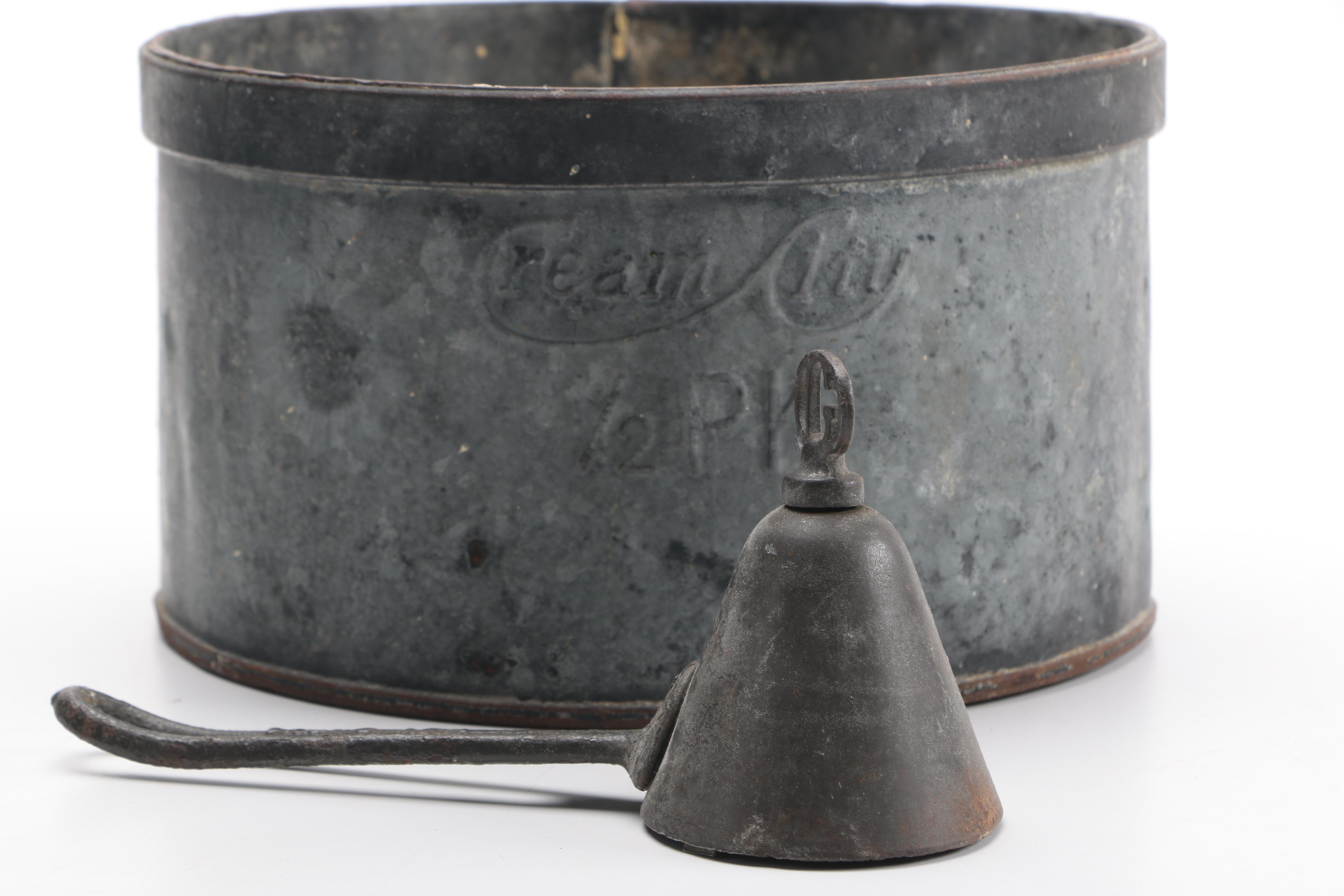 Metal Cream City Container with Scoop