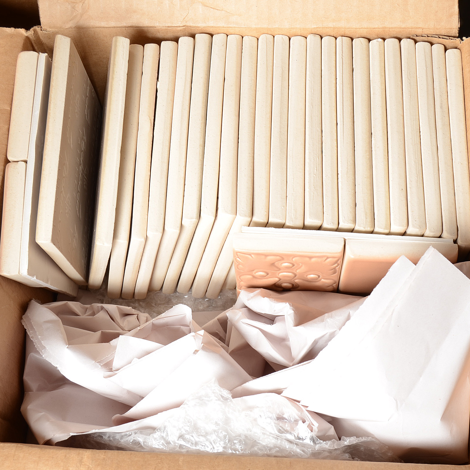 Group of Rookwood Pottery Faience Tile in Natural Shades of Tan