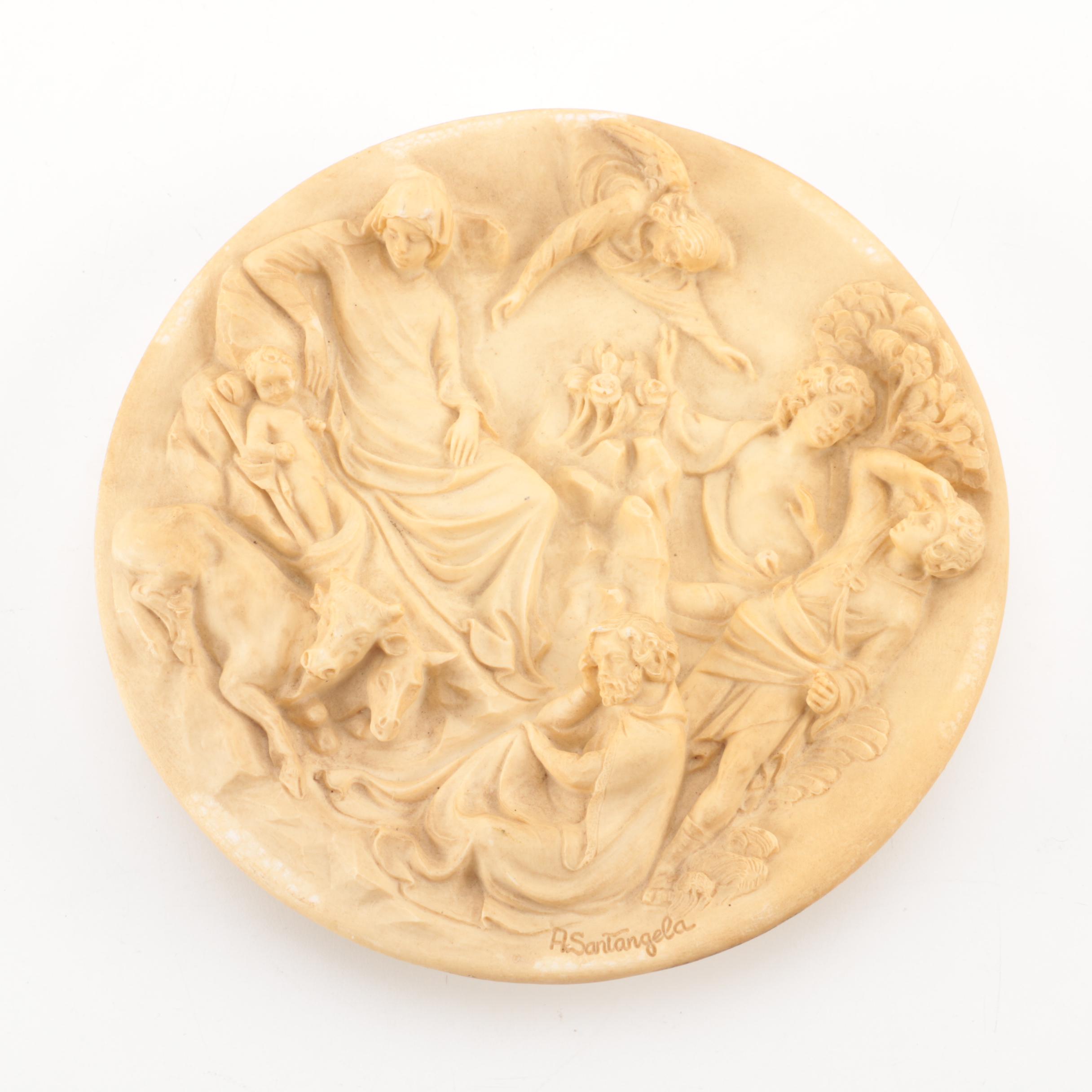 Vintage Alberto Santangela Limited Edition Cast Alabaster Plate "La Nativita"