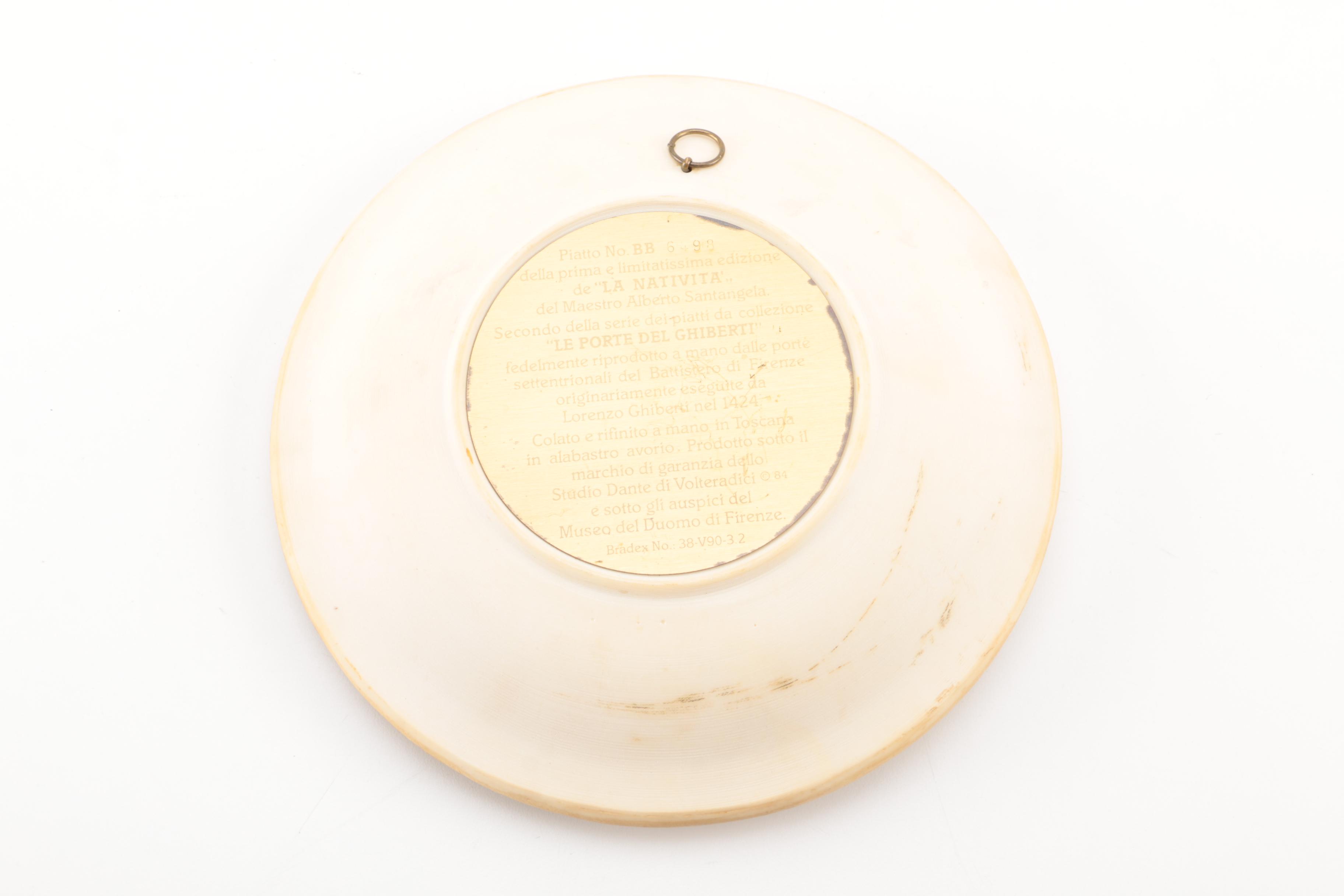 Vintage Alberto Santangela Limited Edition Cast Alabaster Plate "La Nativita"