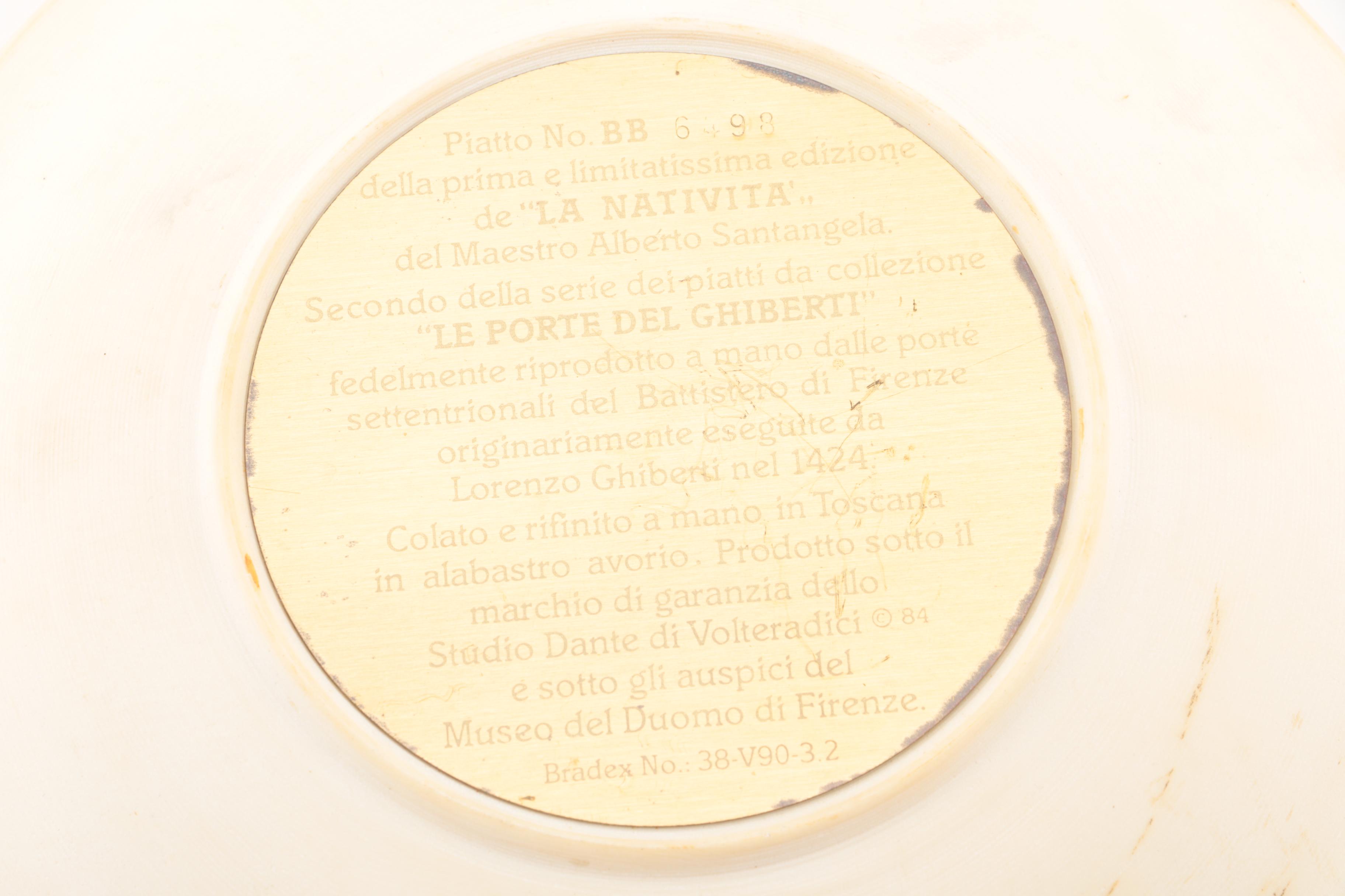 Vintage Alberto Santangela Limited Edition Cast Alabaster Plate "La Nativita"