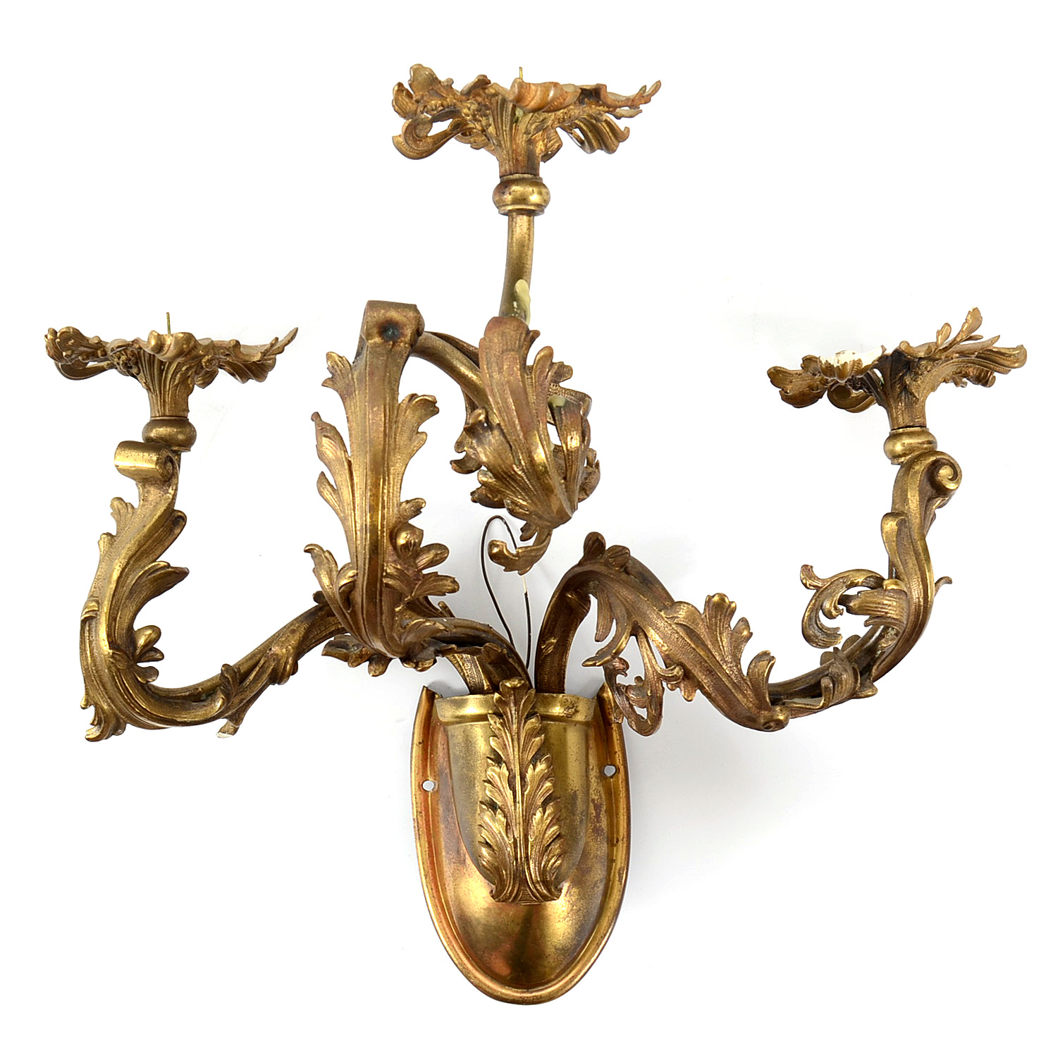 Pair of Gilt Brass Rococo Wall Sconces