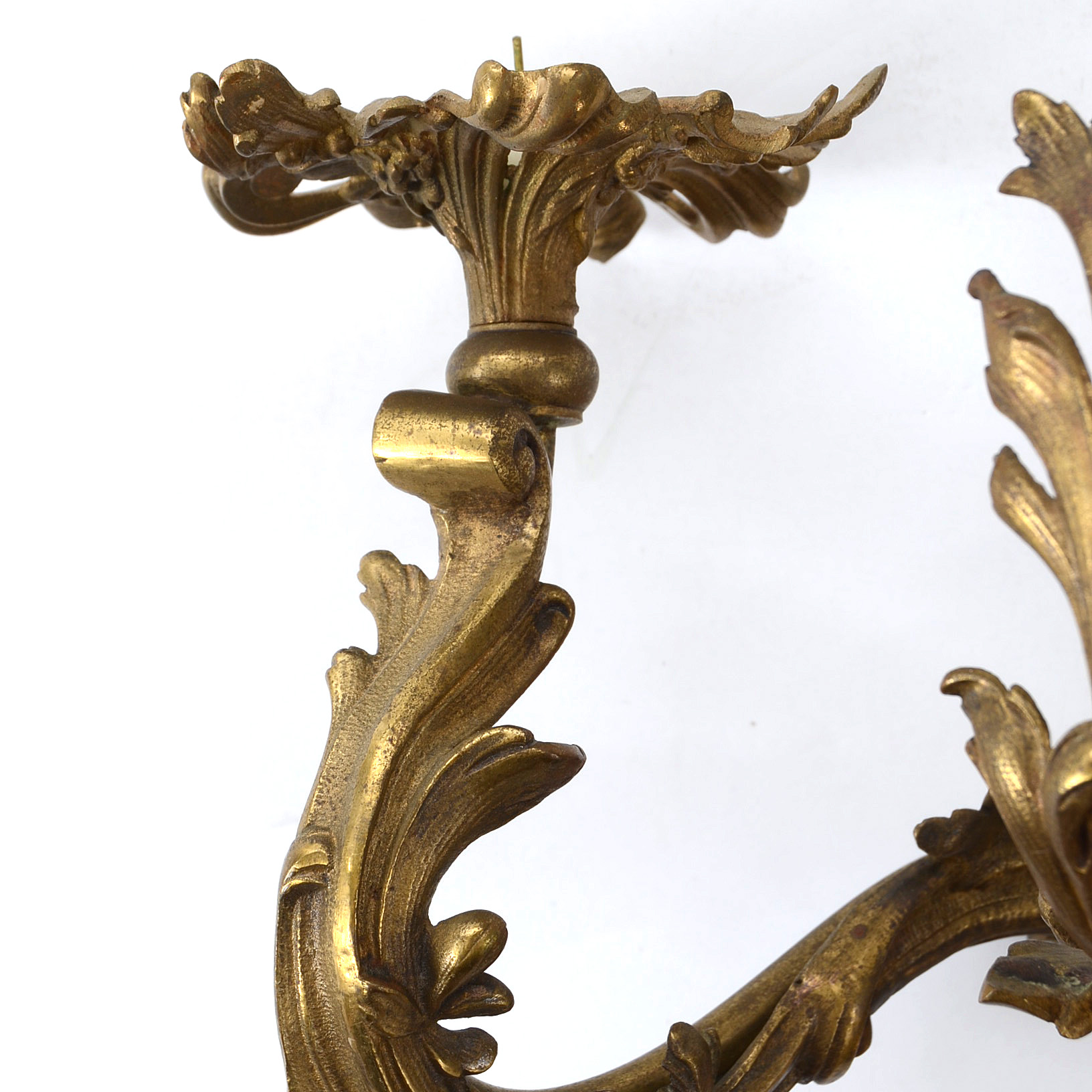 Pair of Gilt Brass Rococo Wall Sconces