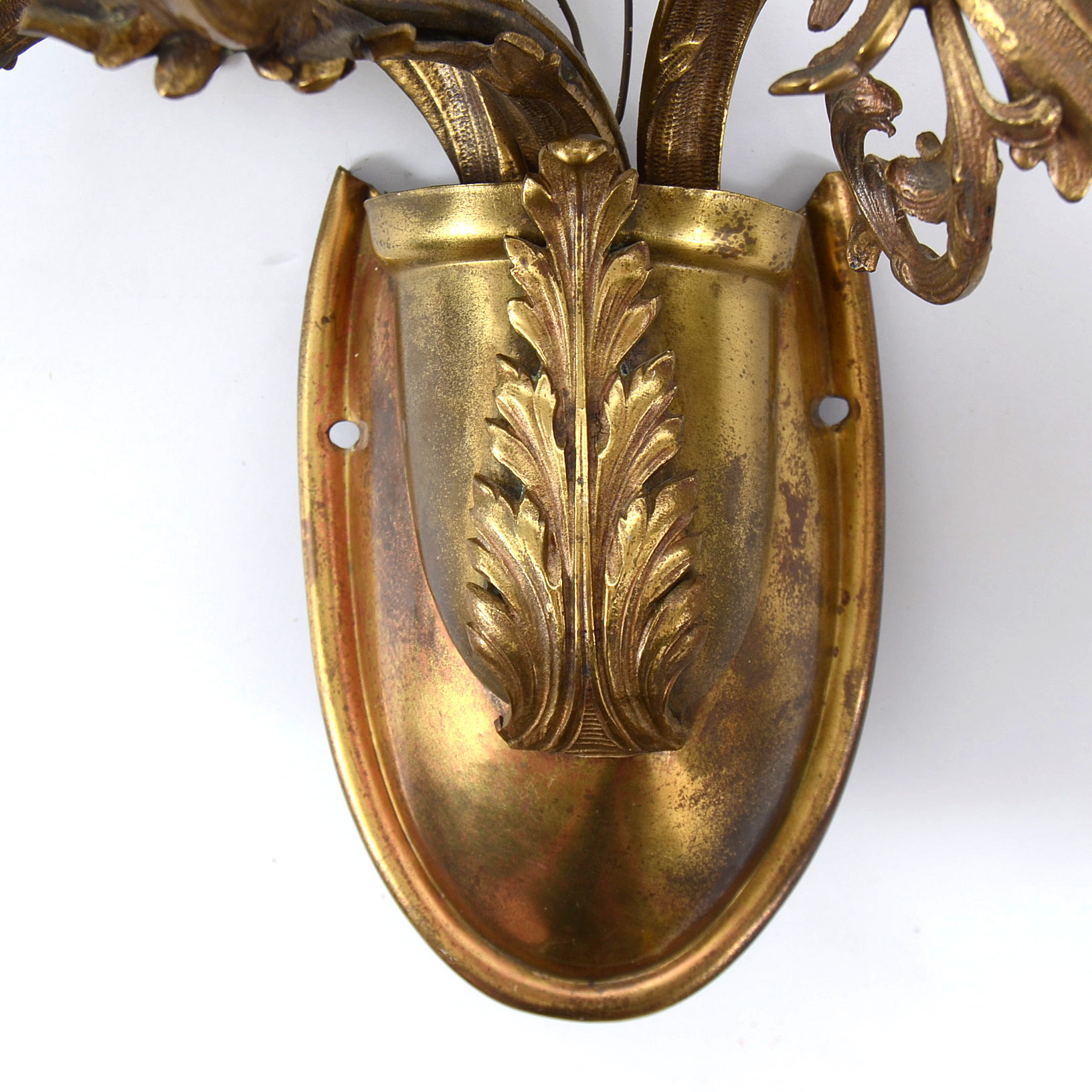 Pair of Gilt Brass Rococo Wall Sconces