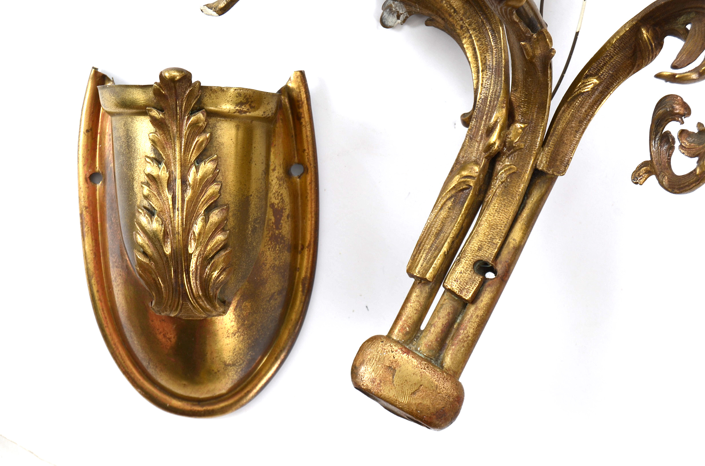 Pair of Gilt Brass Rococo Wall Sconces