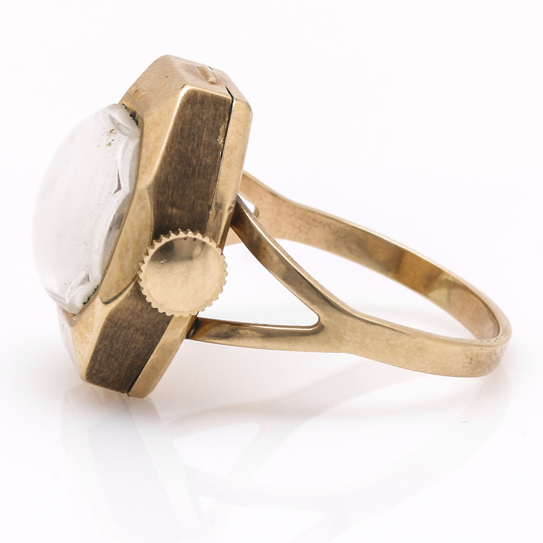 Giroxa 10K Yellow Gold Ring Watch