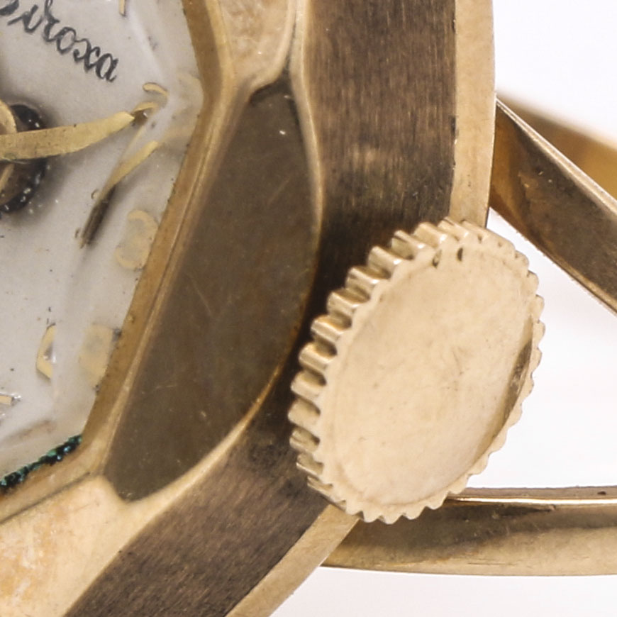 Giroxa 10K Yellow Gold Ring Watch