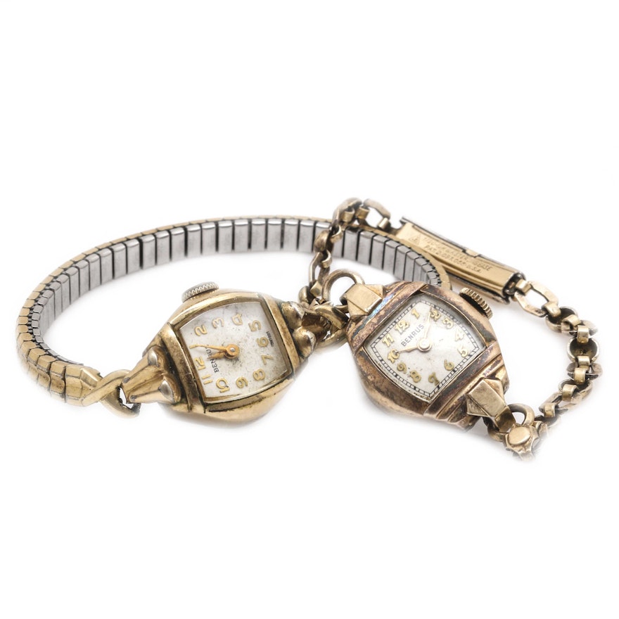 Benrus Gold Tone Delicate Wristwatches