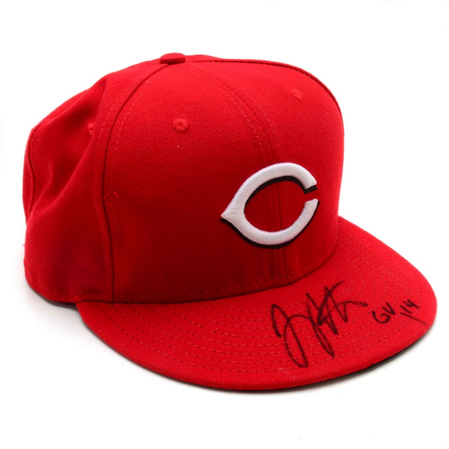 Joey Votto Signed Game Used Hat  COA