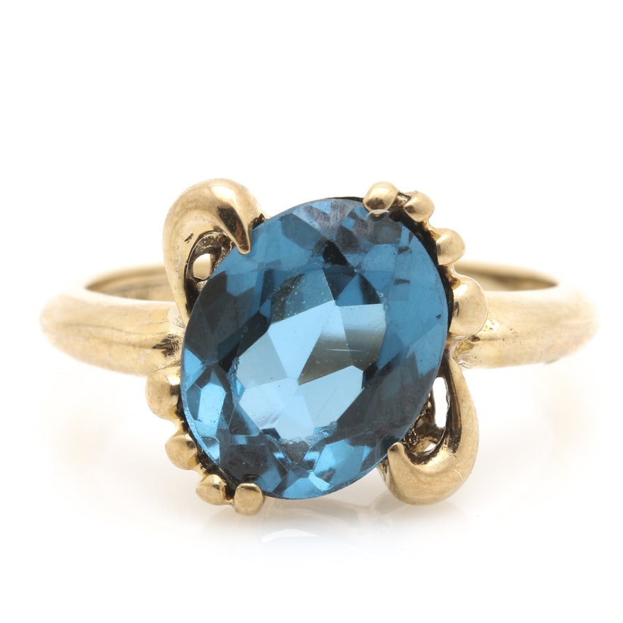 10K Yellow Gold London Blue Topaz Ring