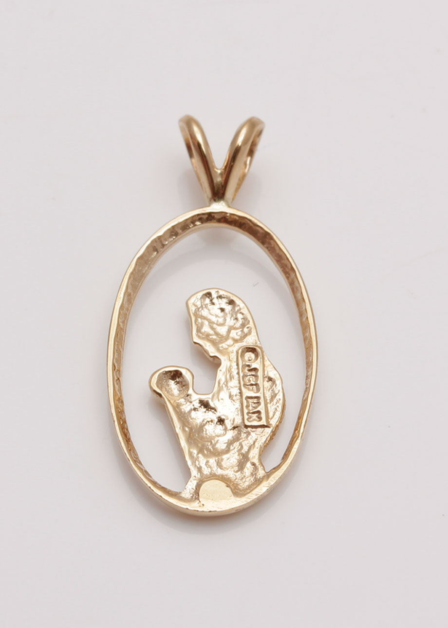 14K Yellow Gold Mother and Child Pendant