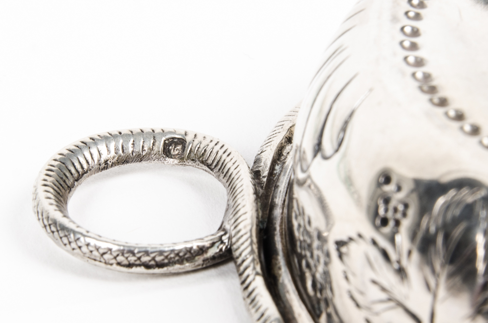 Five Small Sterling Silver Tastevins with Snake Handles