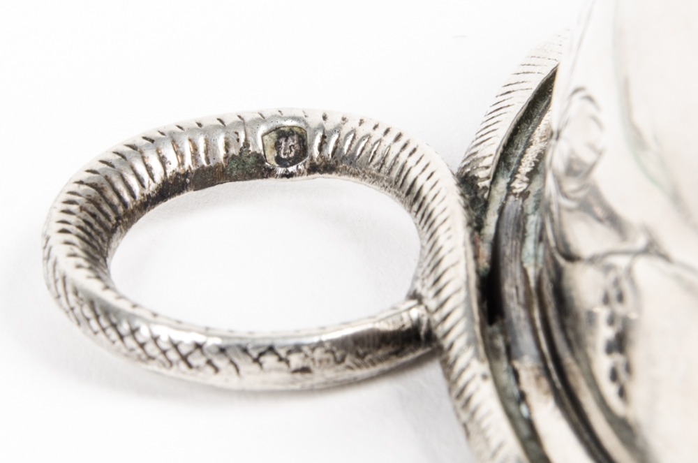 Five Small Sterling Silver Tastevins with Snake Handles